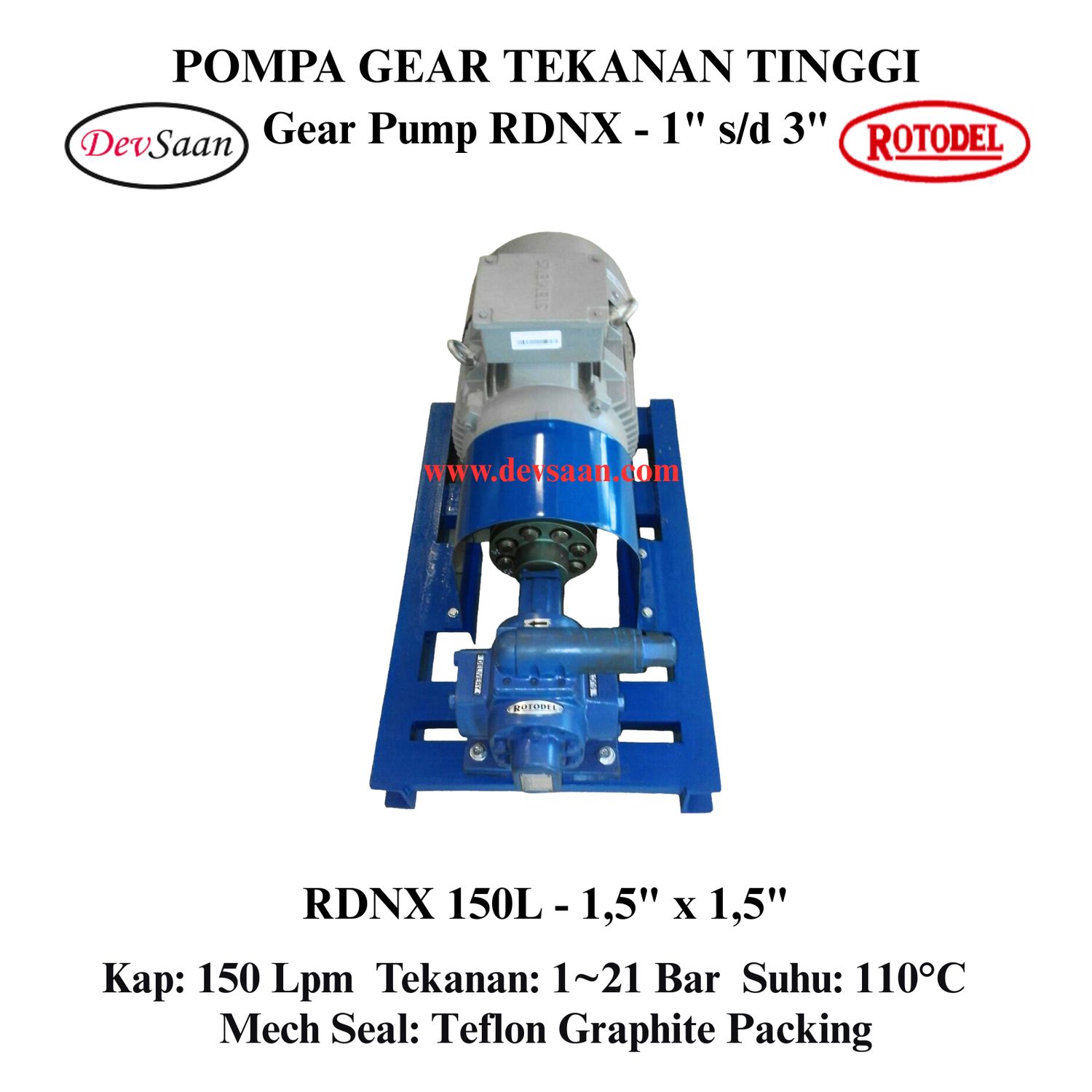 Gear Pump Rotari RDNX 150L Tekanan Tinggi (Complete Set) 4pole