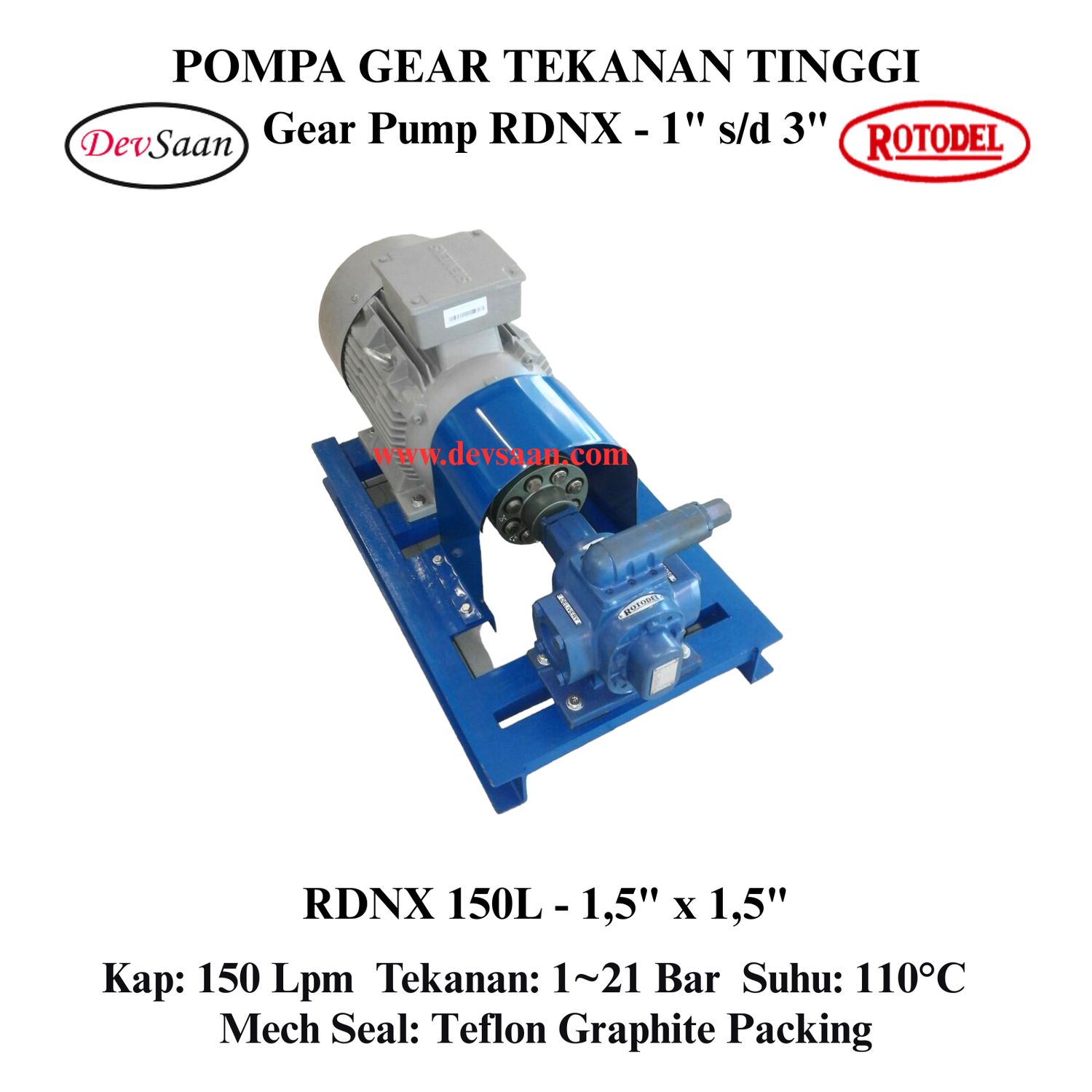 Gear Pump Rotari RDNX 150L Tekanan Tinggi (Complete Set) 4pole