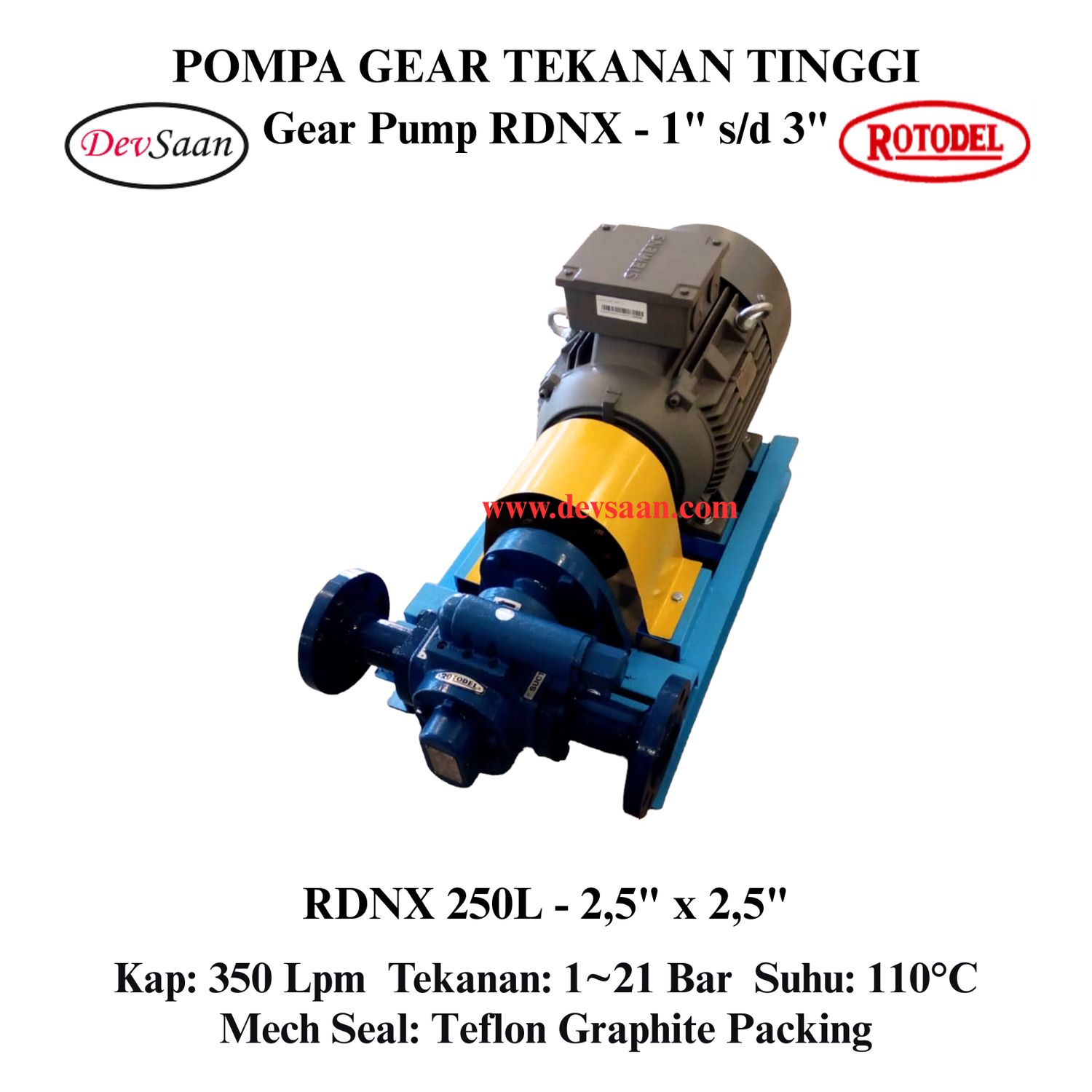 Gear Pump Rotari RDNX 250L Tekanan Tinggi (Complete Set) 4pole Gear Pump Rotari RDNX 250L Tekanan Tinggi (Complete Set) 4pole