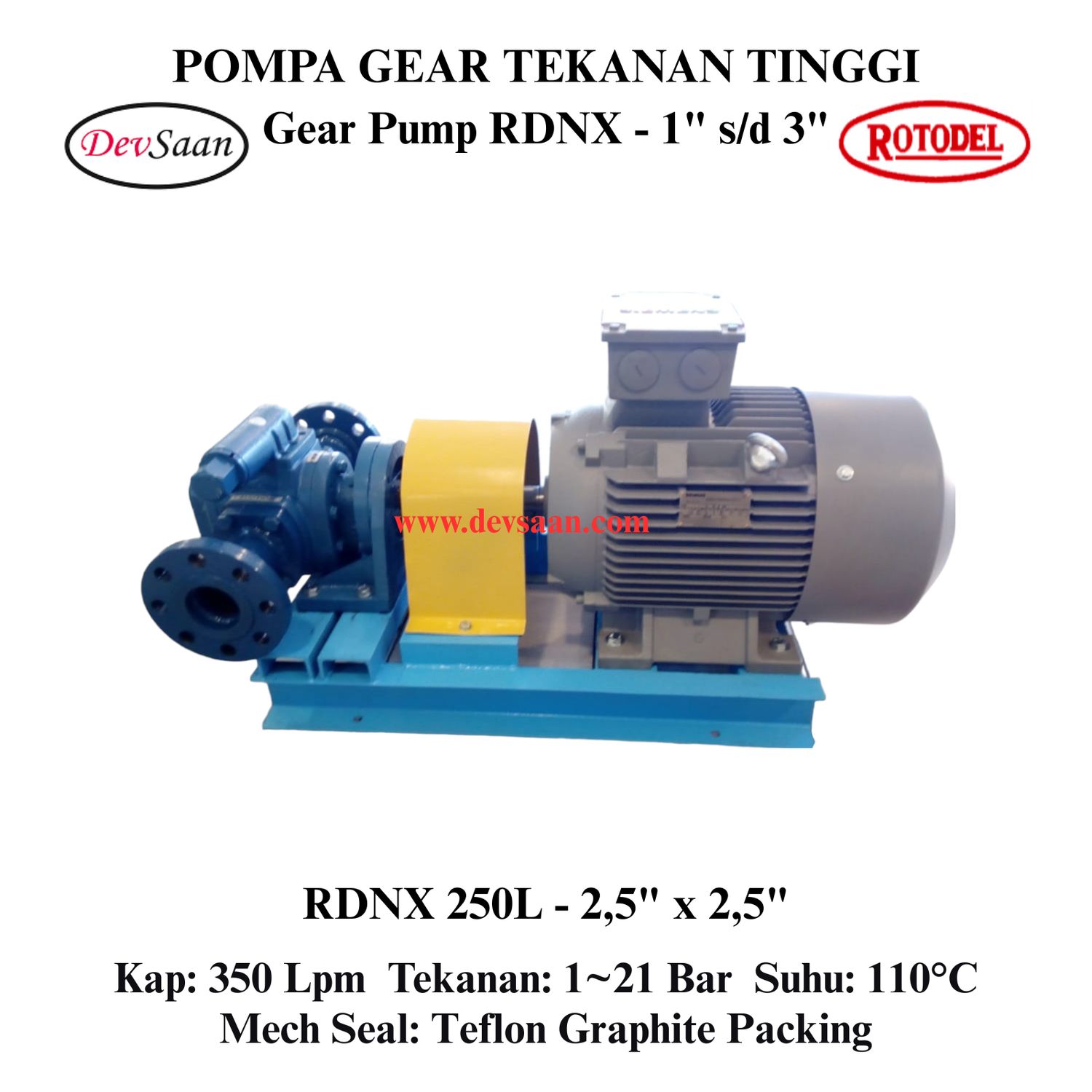 Gear Pump Rotari RDNX 250L Tekanan Tinggi (Complete Set) 4pole