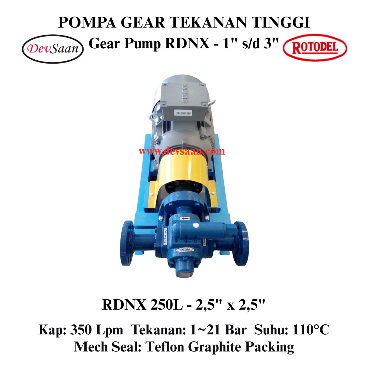 Gear Pump Rotari RDNX 250L Tekanan Tinggi (Complete Set) 4pole