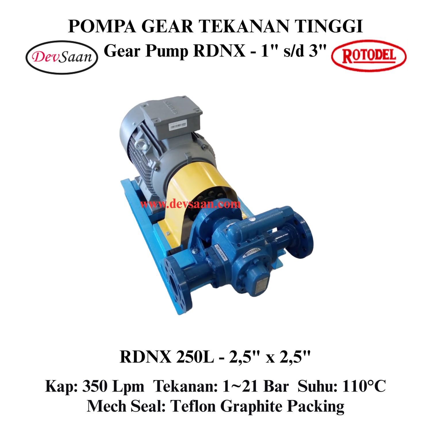 Gear Pump Rotari RDNX 250L Tekanan Tinggi (Complete Set) 4pole