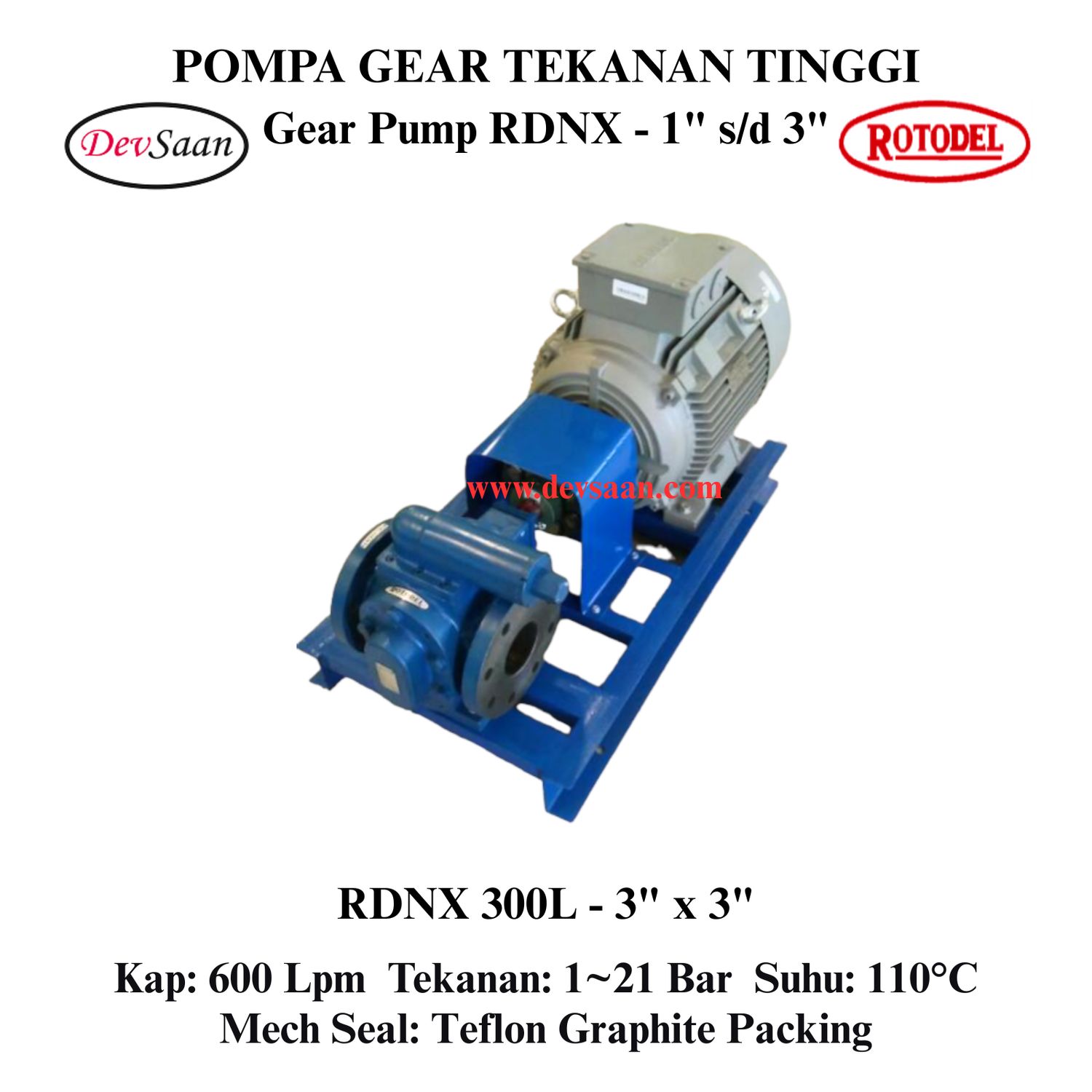 Gear Pump Rotari RDNX 300L Tekanan Tinggi (Complete Set) 4pole Gear Pump Rotari RDNX 300L Tekanan Tinggi (Complete Set) 4pole