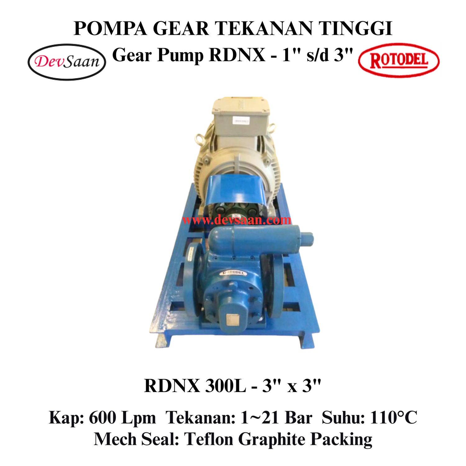 Gear Pump Rotari RDNX 300L Tekanan Tinggi (Complete Set) 4pole