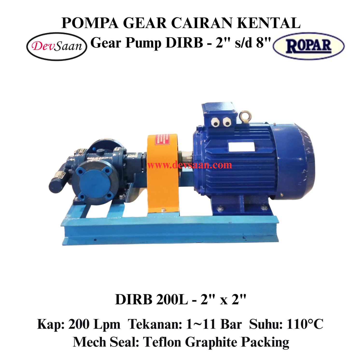 Gear Pump Rotari DIRB 200L Pompa Roda Gigi (Complete Set) 4pole
