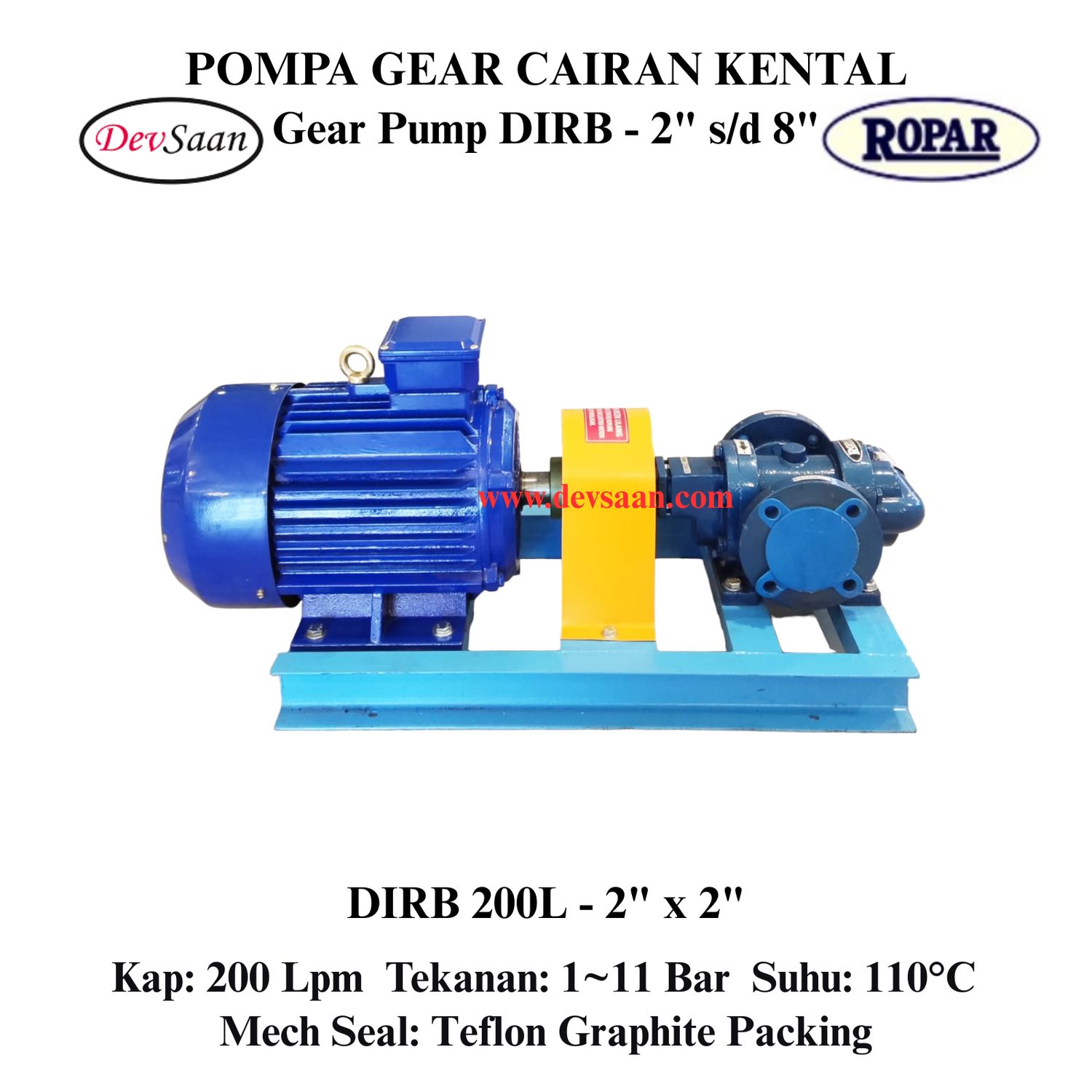 Gear Pump Rotari DIRB 200L Pompa Roda Gigi (Complete Set) 4pole
