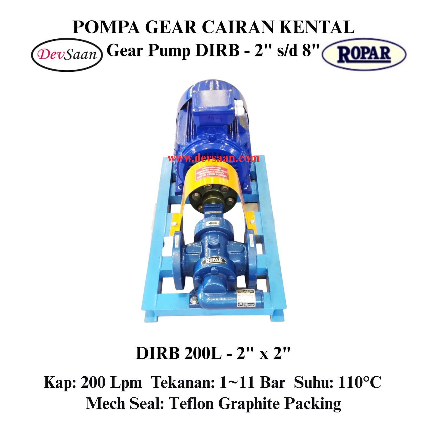 Gear Pump Rotari DIRB 200L Pompa Roda Gigi (Complete Set) 4pole