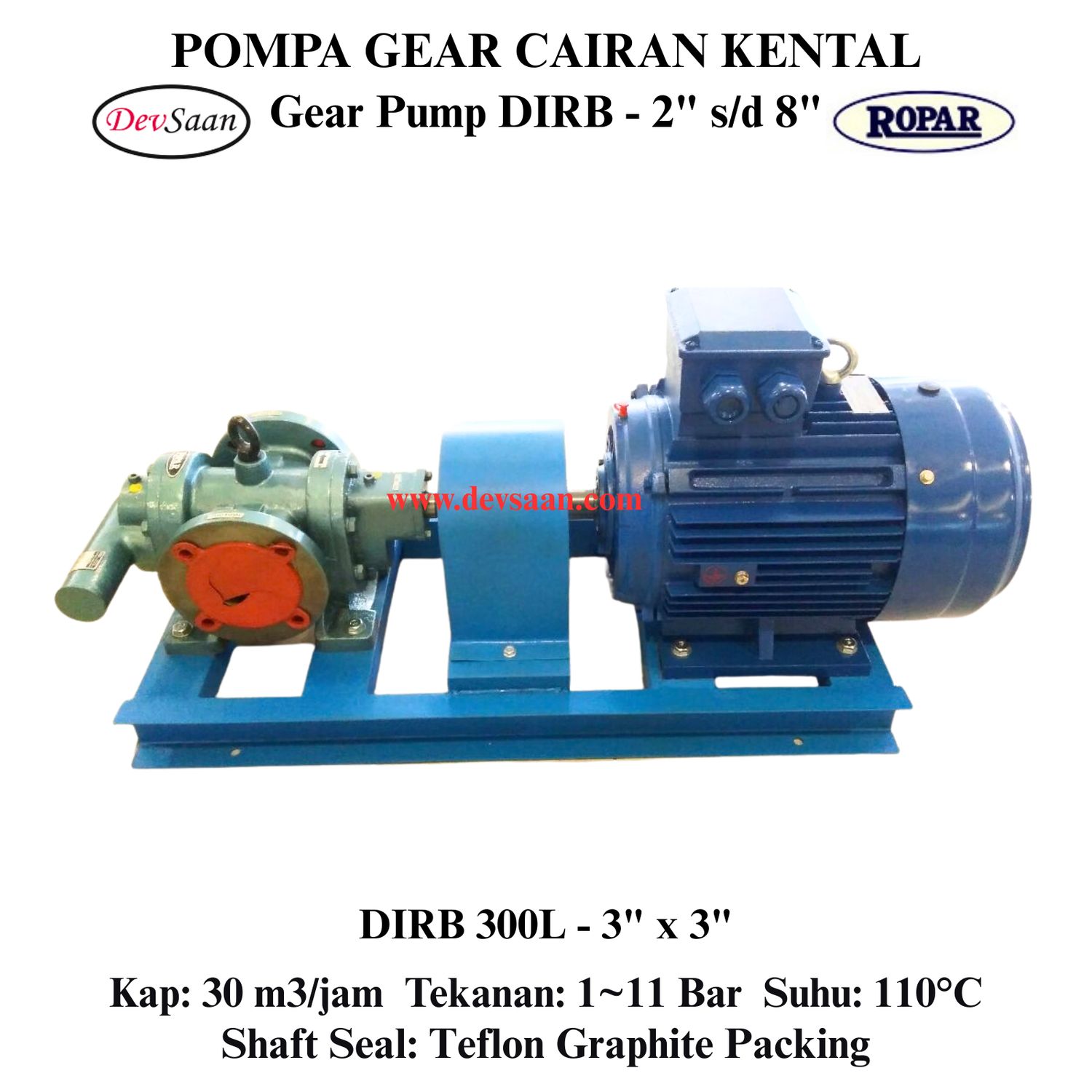 Gear Pump Rotari DIRB 300L Pompa Roda Gigi (Complete Set) 4pole