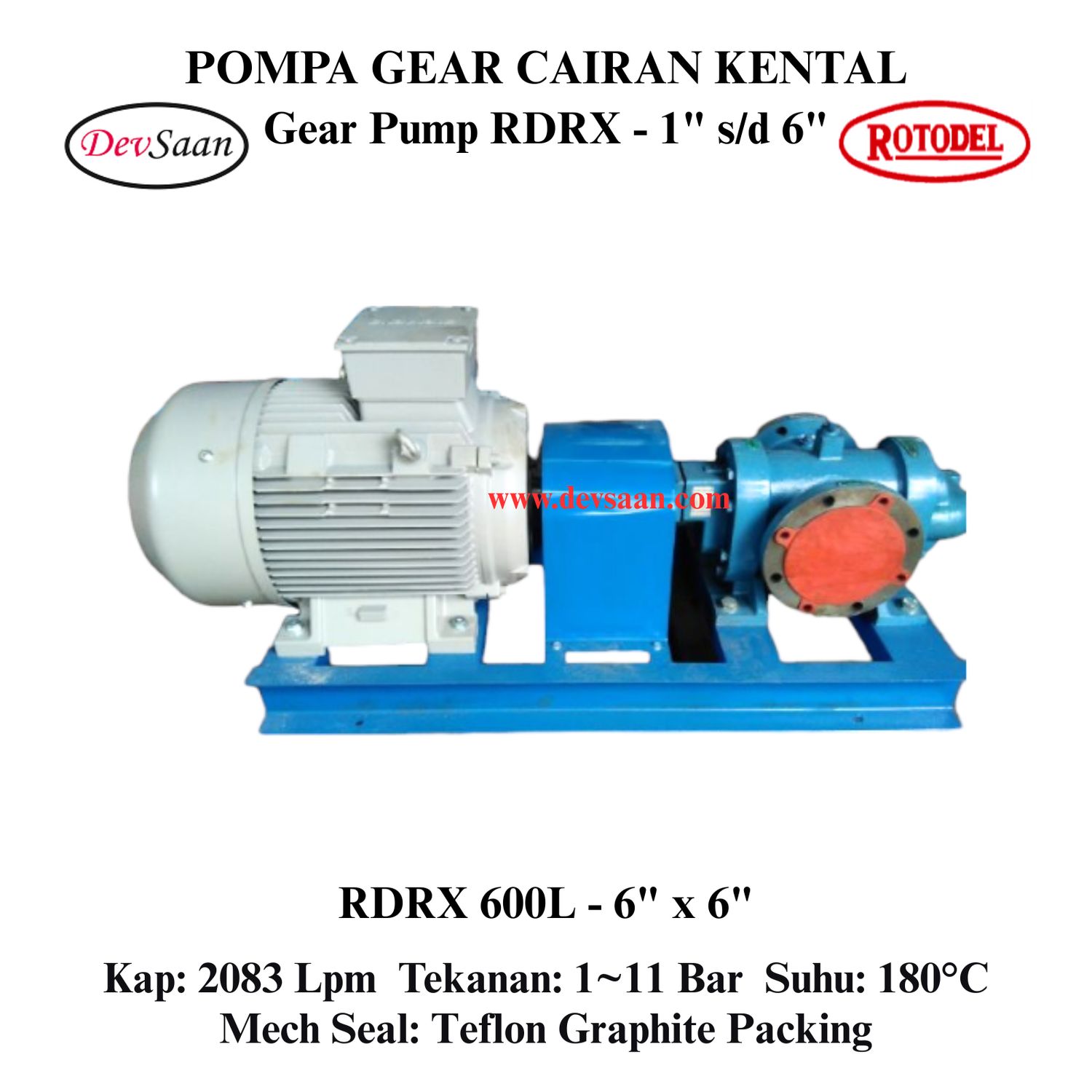 Gear Pump Rotari RDRX 600L Pompa Roda Gigi (Complete Set) 4pole