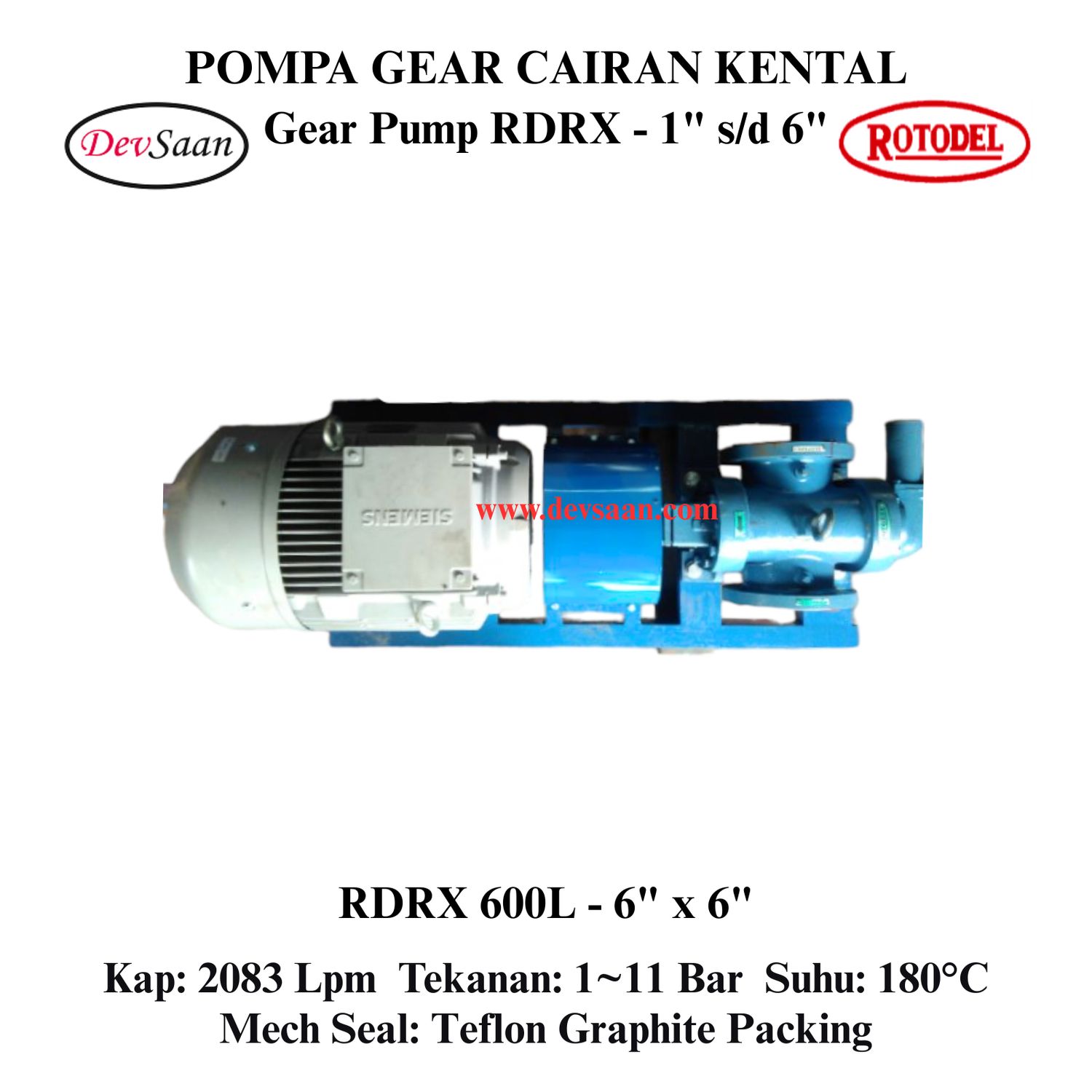 Gear Pump Rotari RDRX 600L Pompa Roda Gigi (Complete Set) 4pole