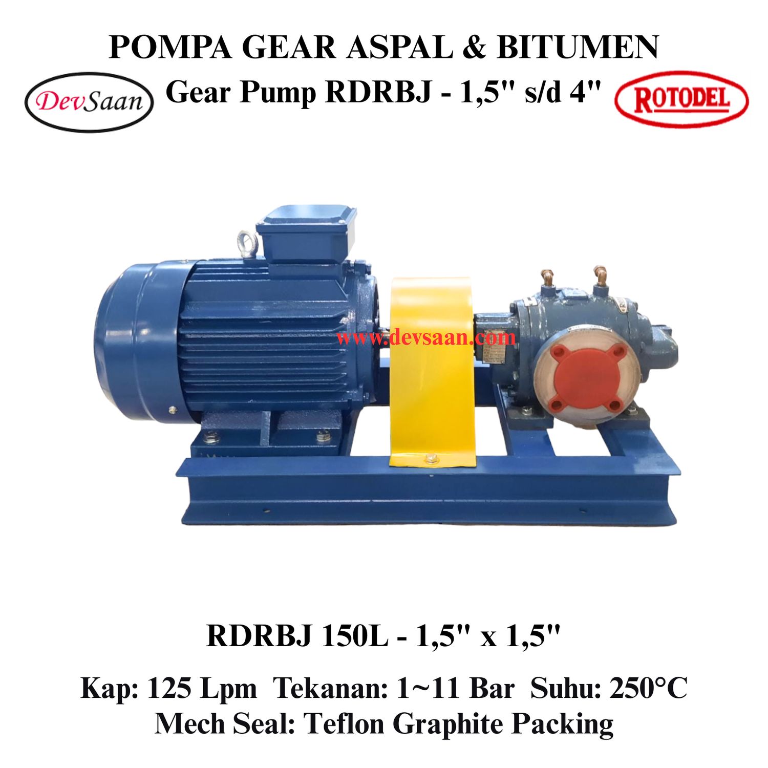 Gear Pump Rotari Jacket RDRBJ 150L Pompa Aspal (Complete Set) 4pole