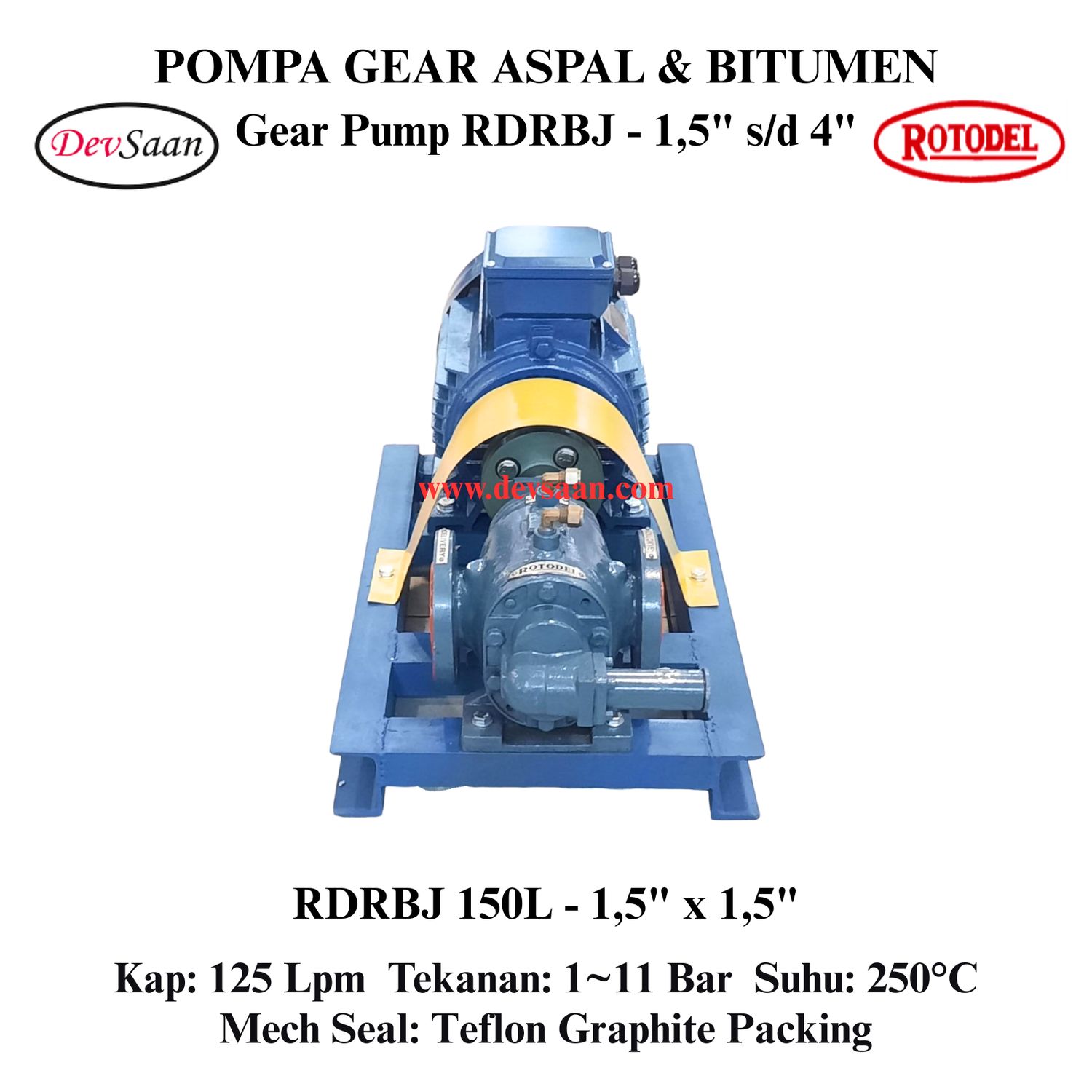 Gear Pump Rotari Jacket RDRBJ 150L Pompa Aspal (Complete Set) 4pole
