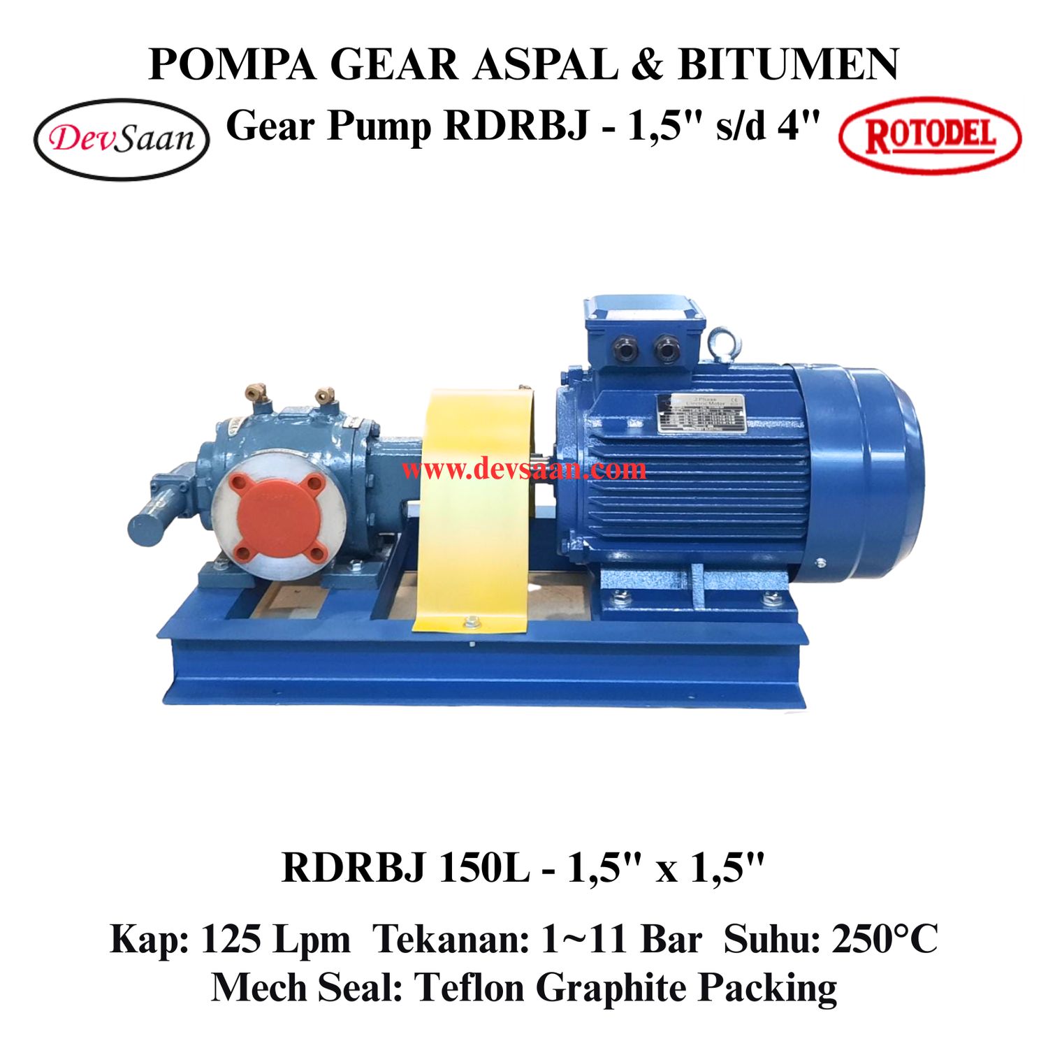 Gear Pump Rotari Jacket RDRBJ 150L Pompa Aspal (Complete Set) 4pole