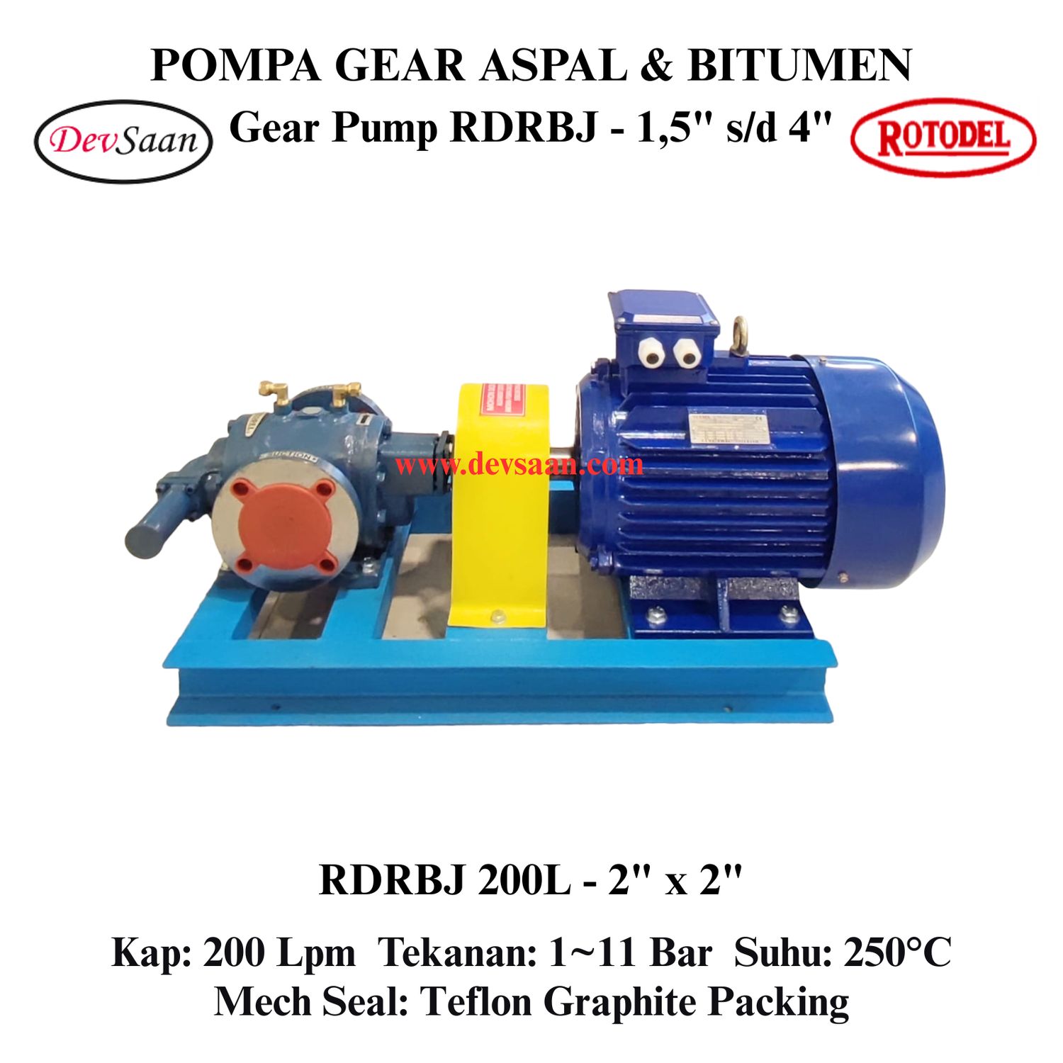 Gear Pump Rotari Jacket RDRBJ 200L Pompa Aspal (Complete Set) 4pole