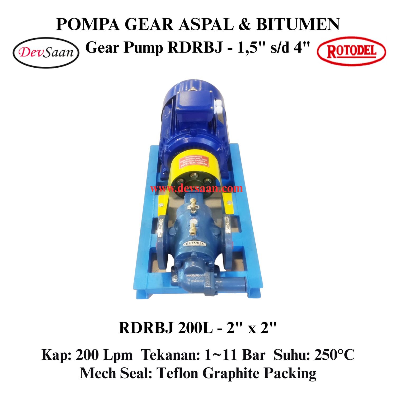 Gear Pump Rotari Jacket RDRBJ 200L Pompa Aspal (Complete Set) 4pole