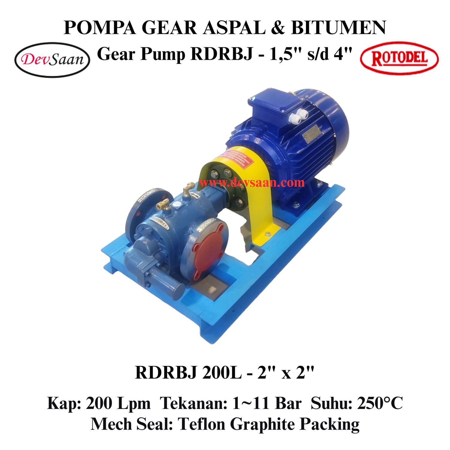 Gear Pump Rotari Jacket RDRBJ 200L Pompa Aspal (Complete Set) 4pole Gear Pump Rotari Jacket RDRBJ 200L Pompa Aspal (Complete Set) 4pole