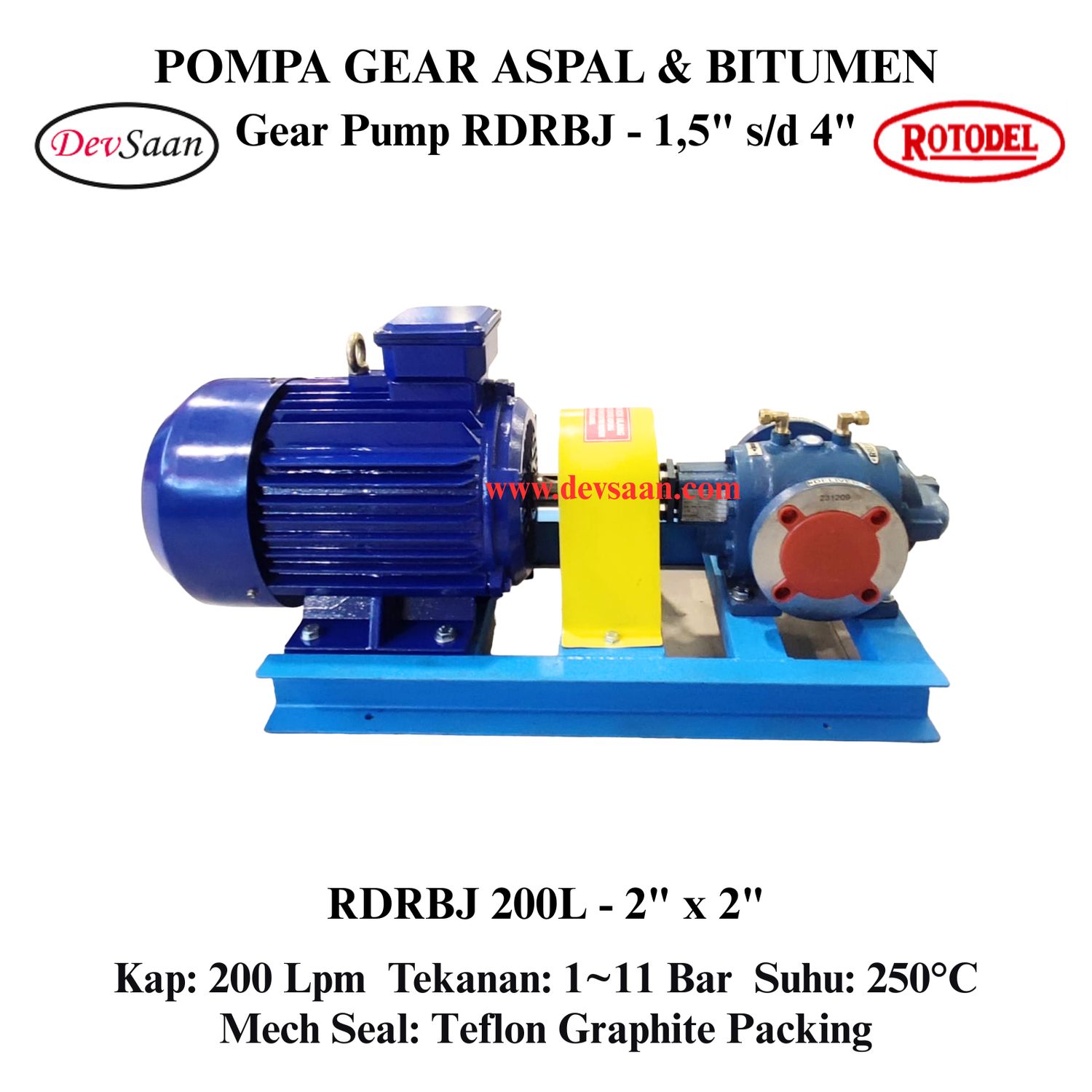 Gear Pump Rotari Jacket RDRBJ 200L Pompa Aspal (Complete Set) 4pole