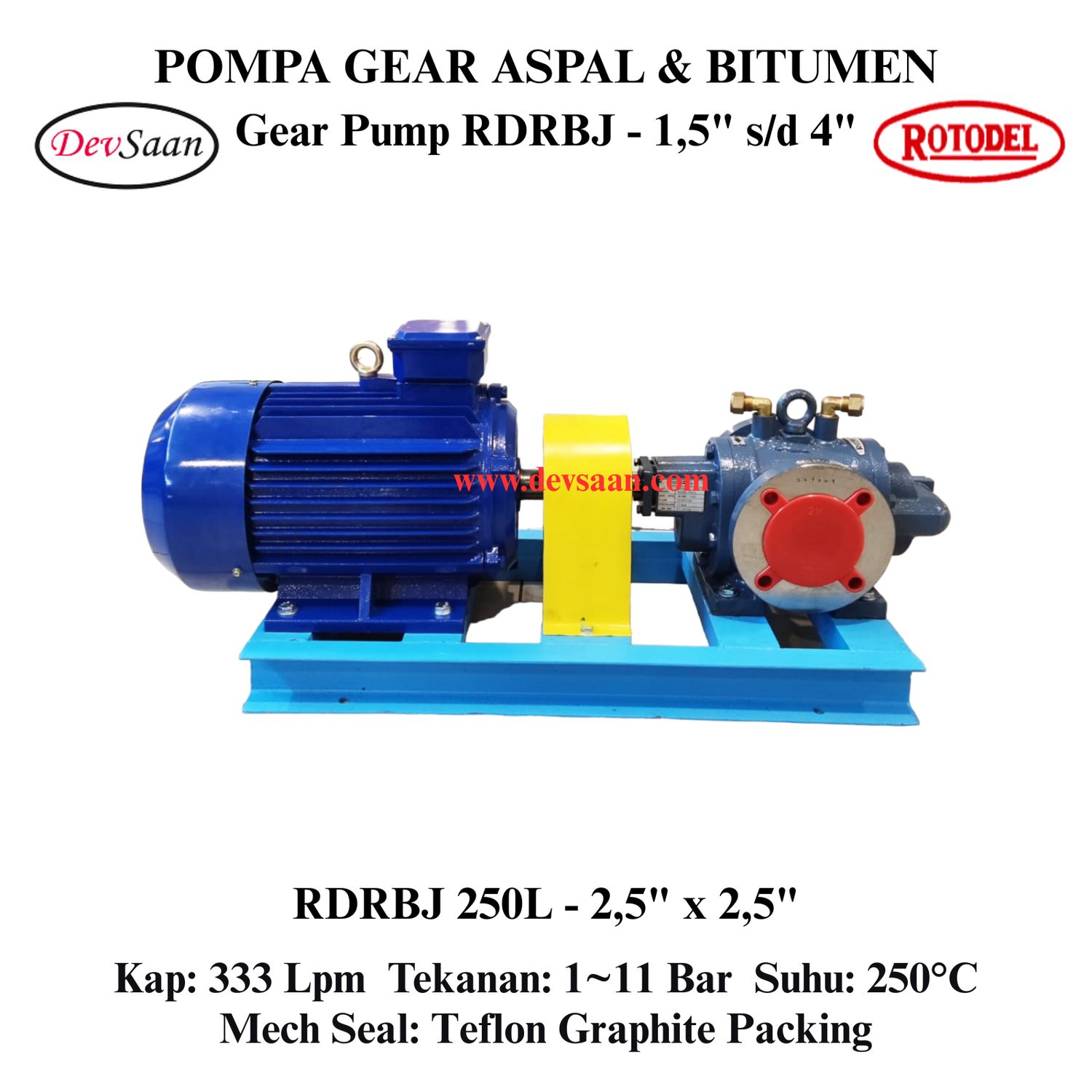 Gear Pump Rotari Jacket RDRBJ 250L Pompa Aspal (Complete Set) 4pole