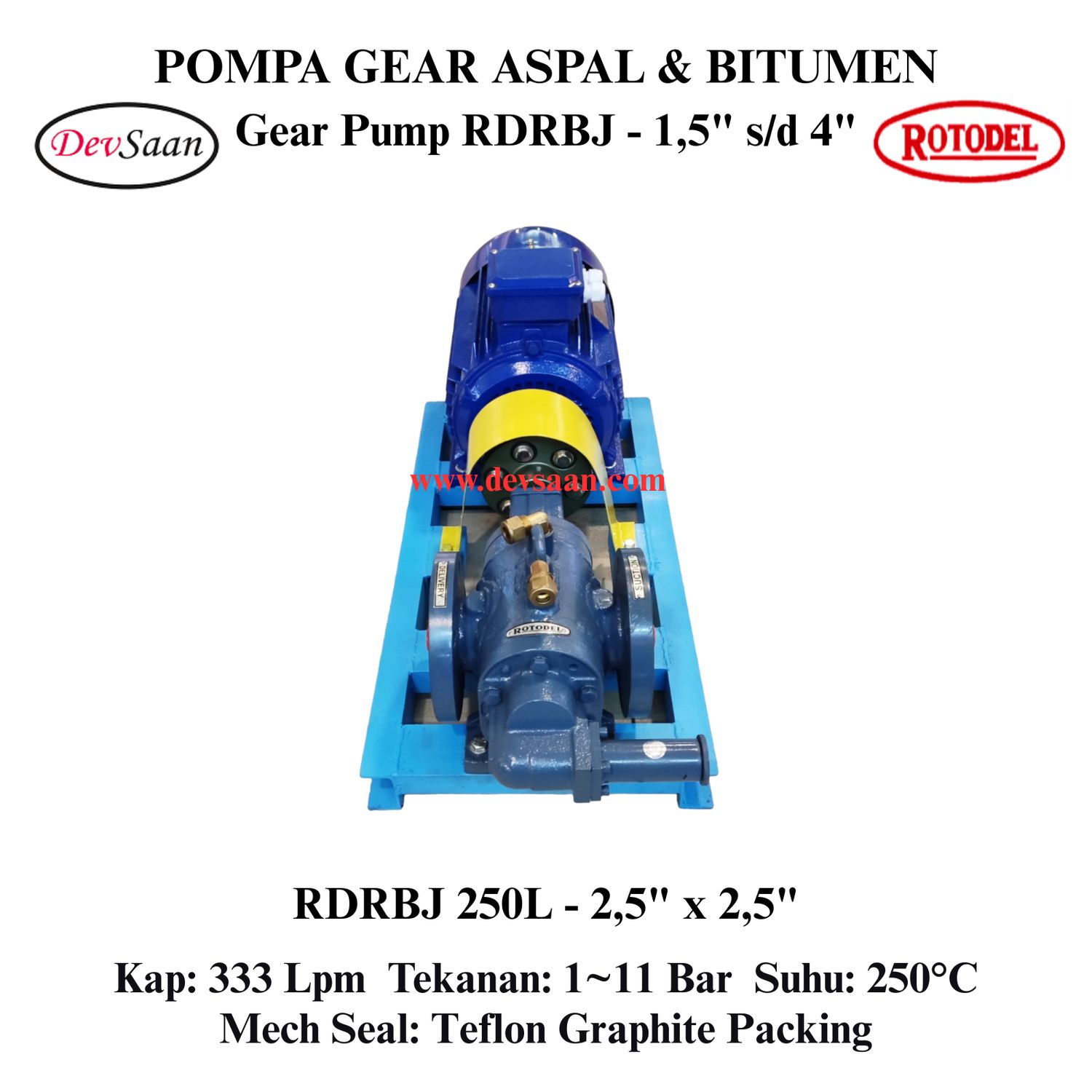 Gear Pump Rotari Jacket RDRBJ 250L Pompa Aspal (Complete Set) 4pole