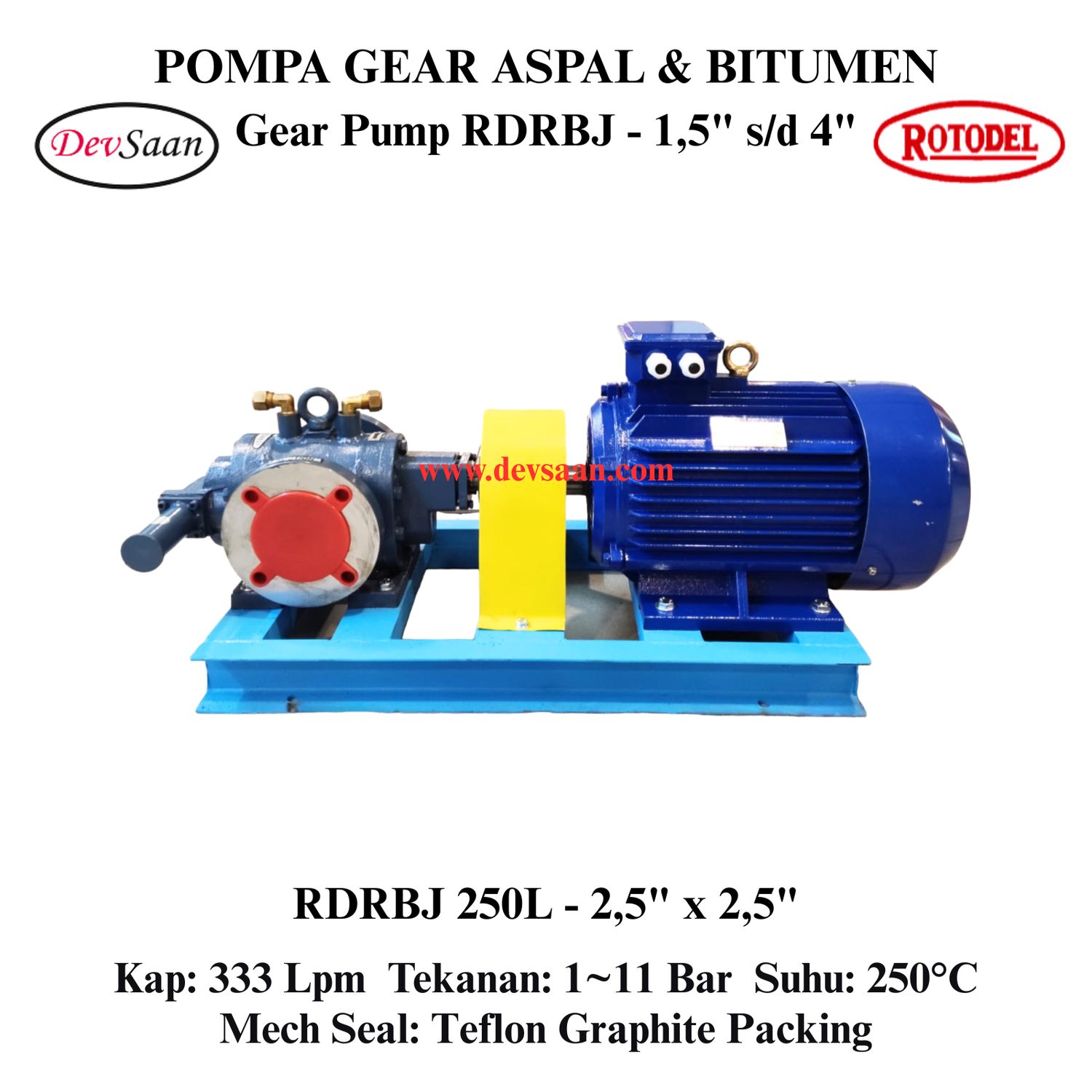 Gear Pump Rotari Jacket RDRBJ 250L Pompa Aspal (Complete Set) 4pole