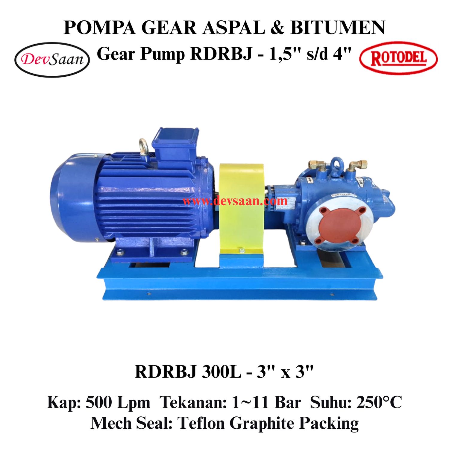 Gear Pump Rotari Jacket RDRBJ 300L Pompa Aspal (Complete Set) 4pole