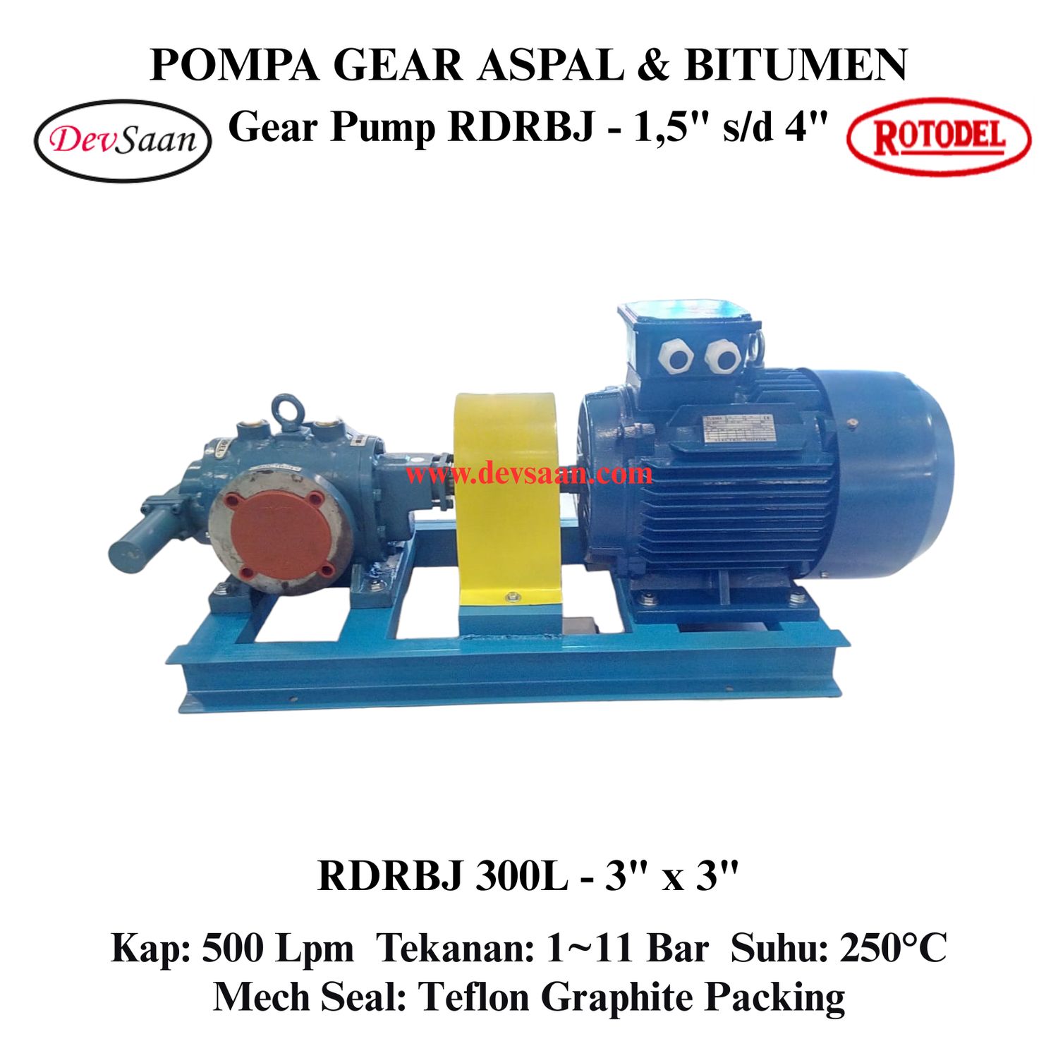 Gear Pump Rotari Jacket RDRBJ 300L Pompa Aspal (Complete Set) 4pole