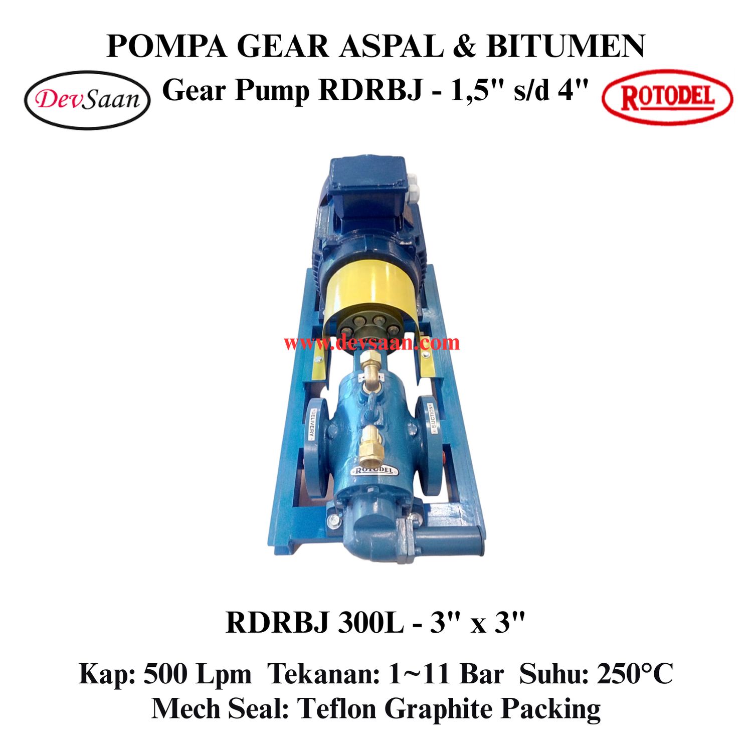 Gear Pump Rotari Jacket RDRBJ 300L Pompa Aspal (Complete Set) 4pole