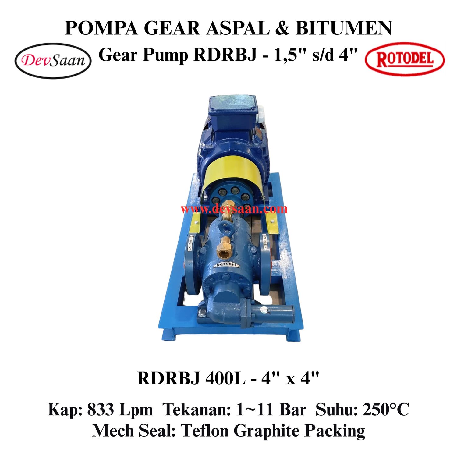 Gear Pump Rotari Jacket RDRBJ 400L Pompa Aspal (Complete Set) 4pole