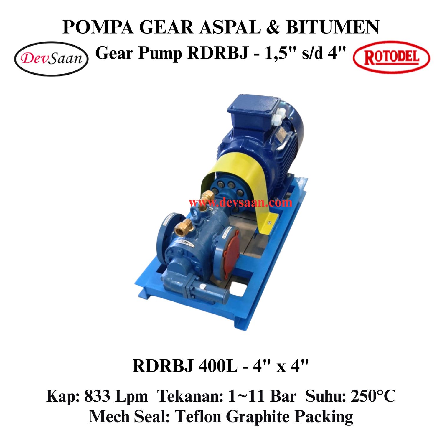 Gear Pump Rotari Jacket RDRBJ 400L Pompa Aspal (Complete Set) 4pole Gear Pump Rotari Jacket RDRBJ 400L Pompa Aspal (Complete Set) 4pole