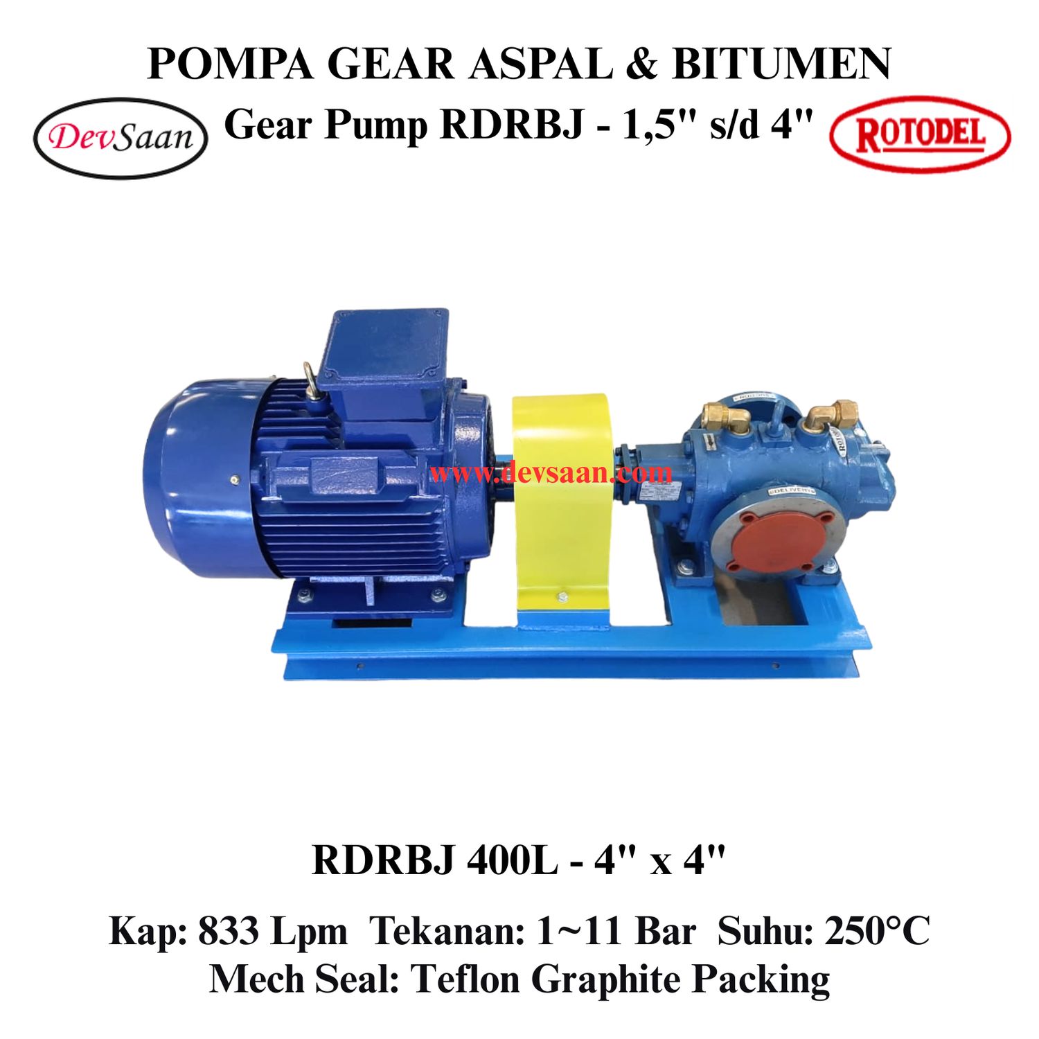 Gear Pump Rotari Jacket RDRBJ 400L Pompa Aspal (Complete Set) 4pole