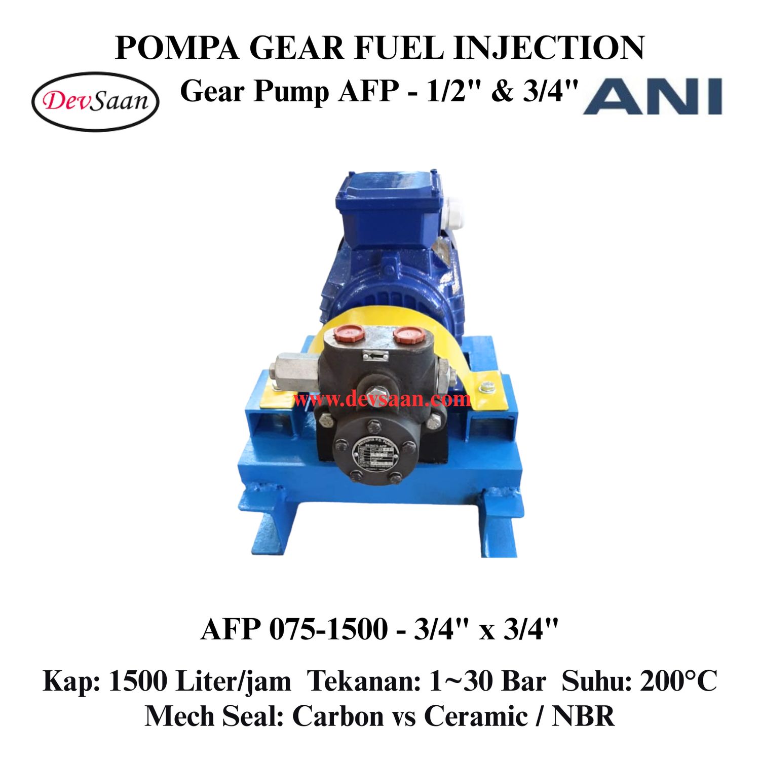 Internal Gear Pump AFP-075-1500 Pompa Fuel Injection (Complete Set) 4pole