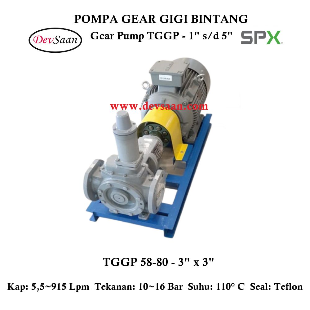 Gear Pump Internal TGGP 58-80 Pompa Gigi Bintang (Complete Set) 6pole
