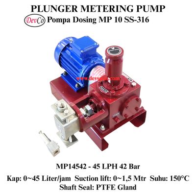Pompa Dosing MP14542 SS-316 Plunger Metering Pump 45 LPH 42 Bar (Complete Set) 4pole Pompa Dosing MP14542 SS-316 Plunger Metering Pump 45 LPH 42 Bar (Complete Set) 4pole