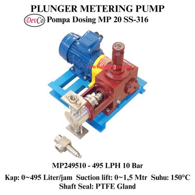 Pompa Dosing MP249510 SS-316 Plunger Metering Pump 495 LPH 10 Bar (Complete Set) 4pole Pompa Dosing MP249510 SS-316 Plunger Metering Pump 495 LPH 10 Bar (Complete Set) 4pole
