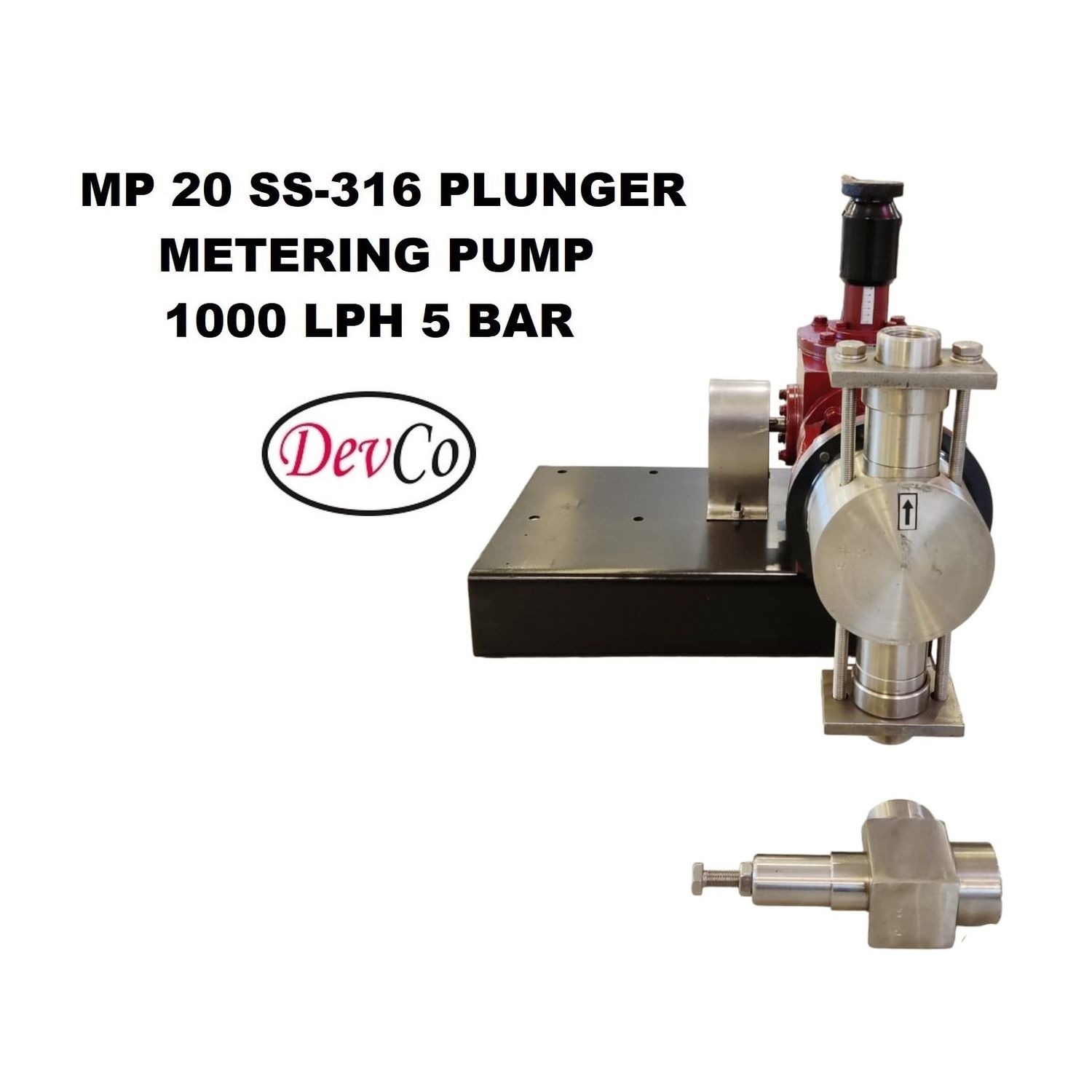 Pompa Dosing MP210005 SS-316 Plunger Metering Pump 1000 LPH 5 Bar (Complete Set) 4pole