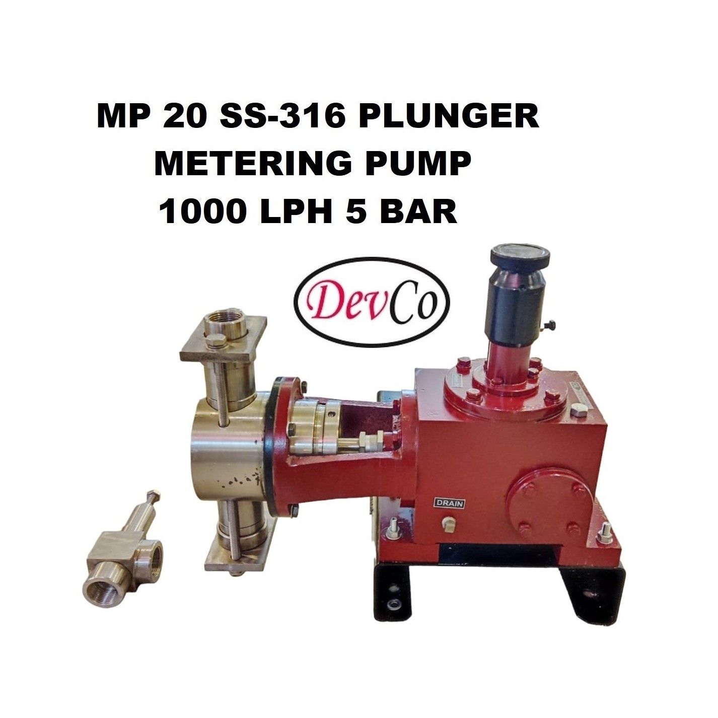 Pompa Dosing MP210005 SS-316 Plunger Metering Pump 1000 LPH 5 Bar (Complete Set) 4pole