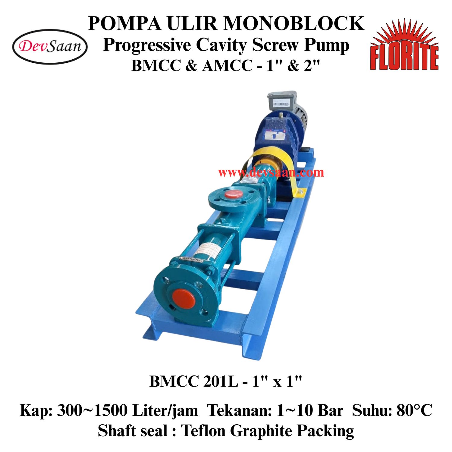 Pompa Ulir BMCC 201L Screw Pump Monoblock Complete Set