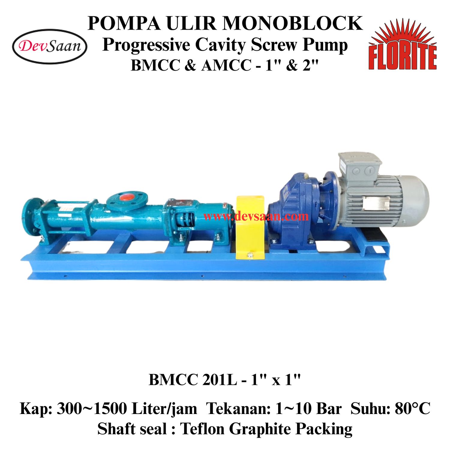 Pompa Ulir BMCC 201L Screw Pump Monoblock Complete Set