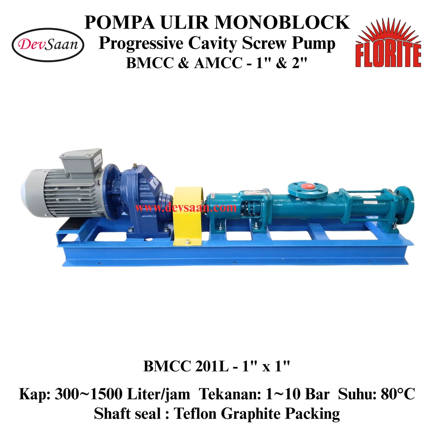 Pompa Ulir BMCC 201L Screw Pump Monoblock Complete Set