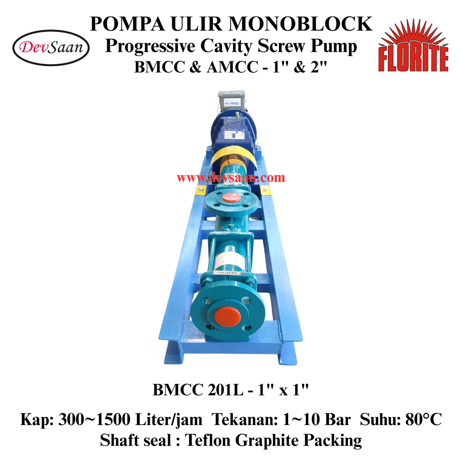 Pompa Ulir BMCC 201L Screw Pump Monoblock Complete Set