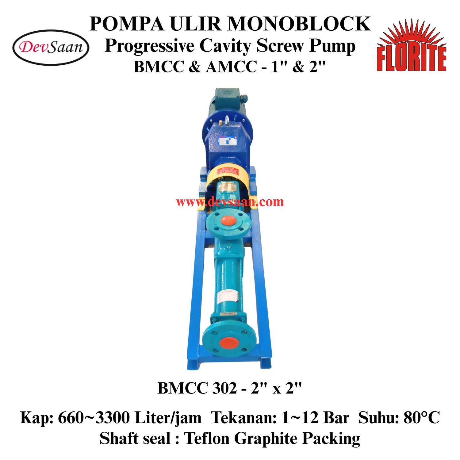 Pompa Ulir BMCC 302 Screw Pump Monoblock Complete Set