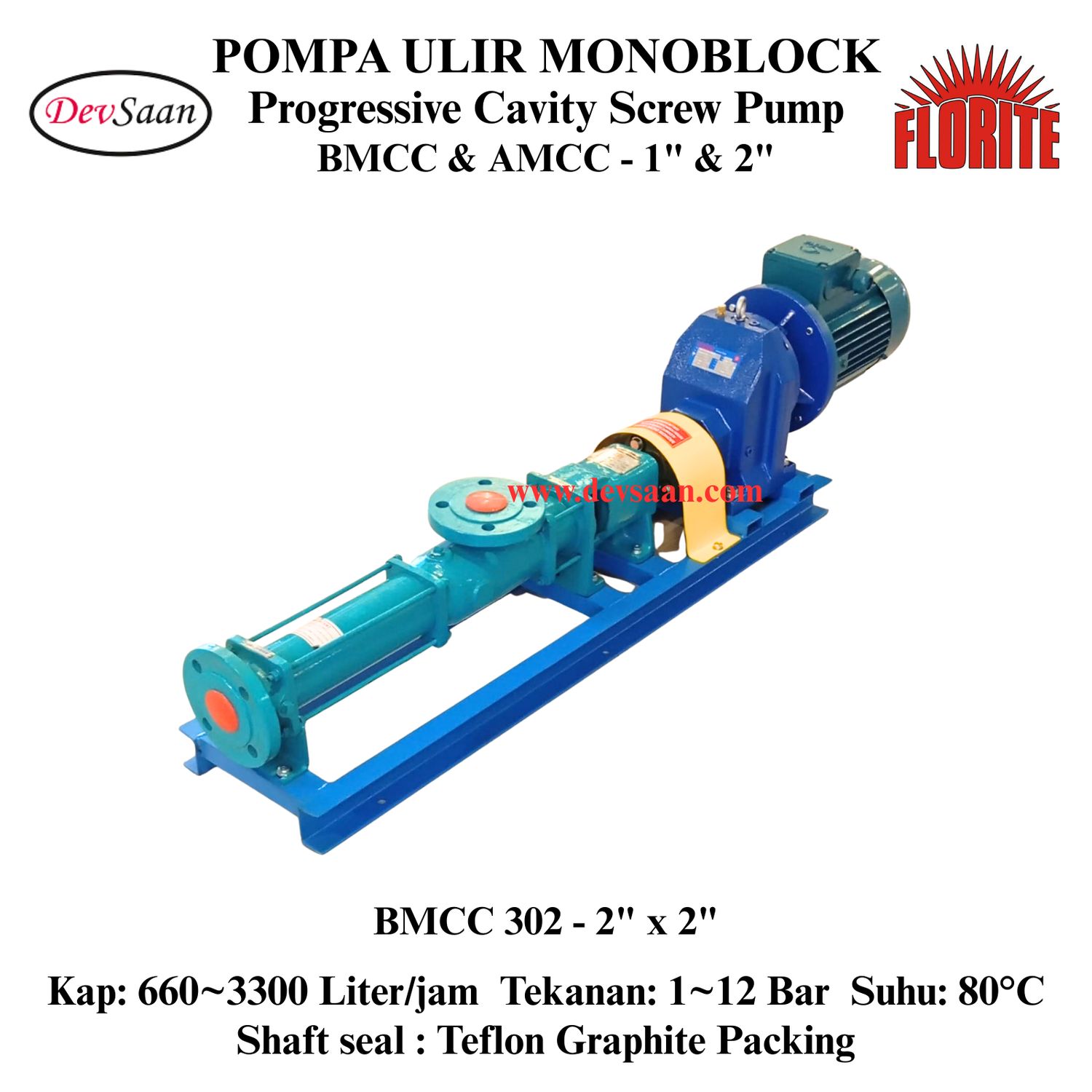 Pompa Ulir BMCC 302 Screw Pump Monoblock Complete Set