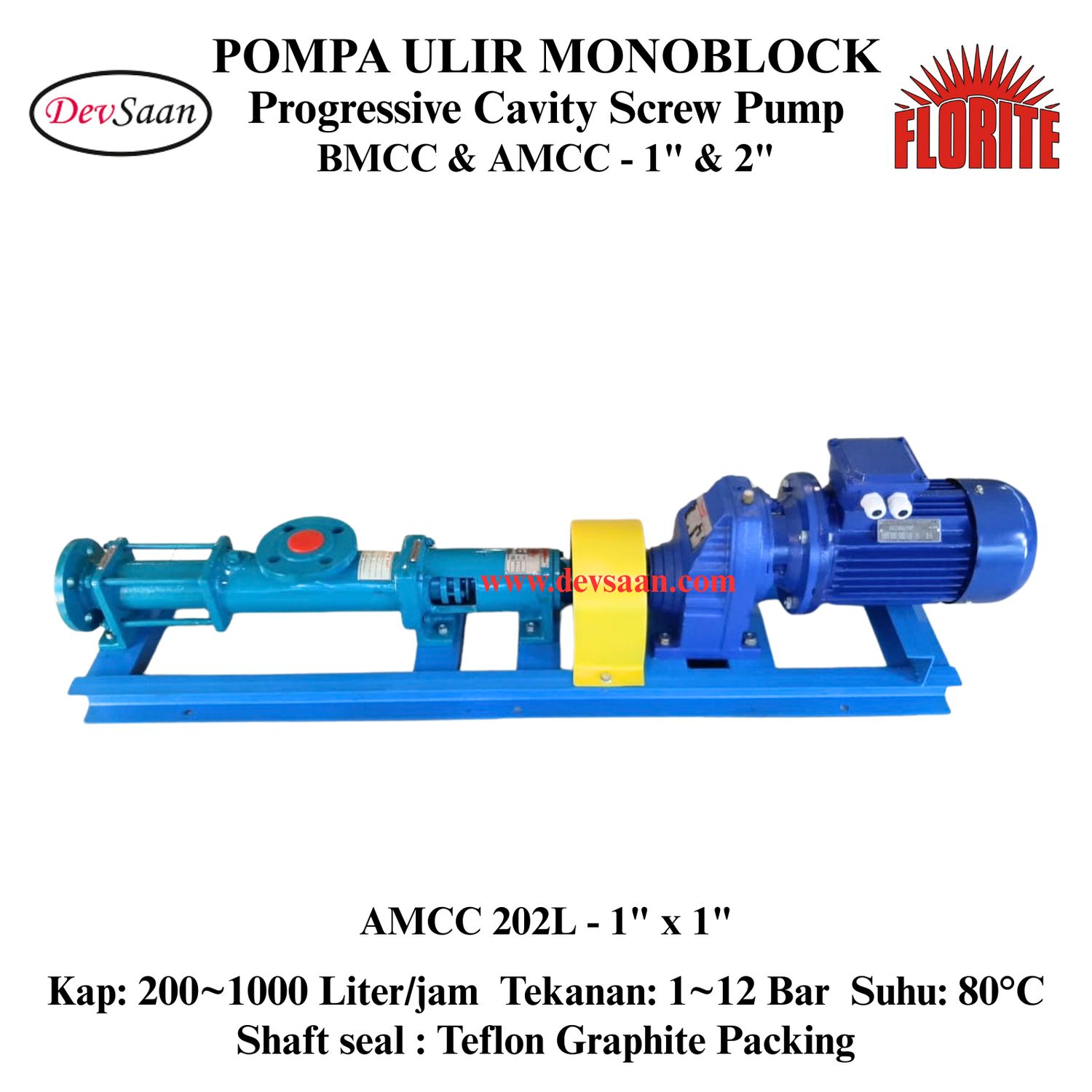 Pompa Ulir AMCC 202L Screw Pump Monoblock Complete Set