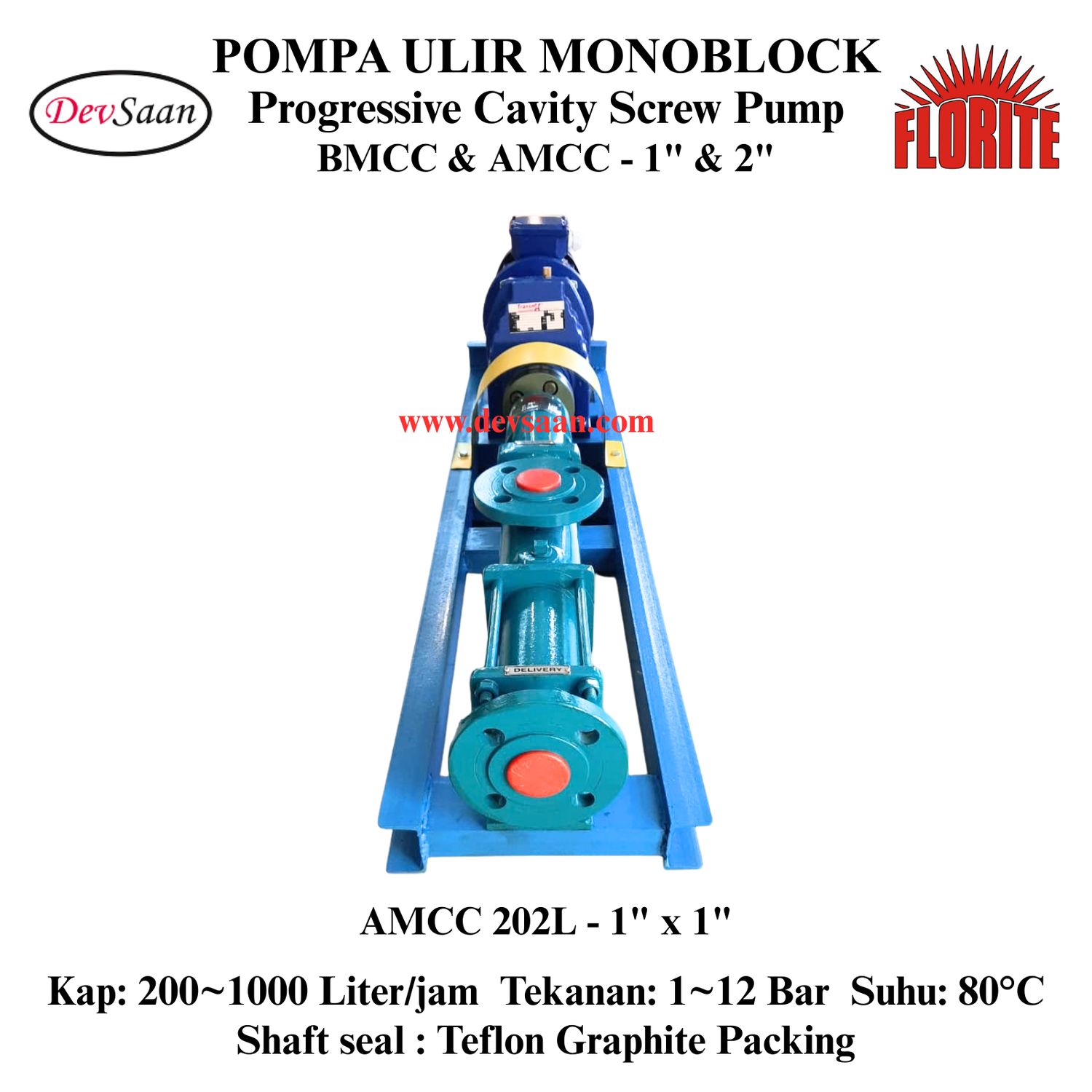 Pompa Ulir AMCC 202L Screw Pump Monoblock Complete Set