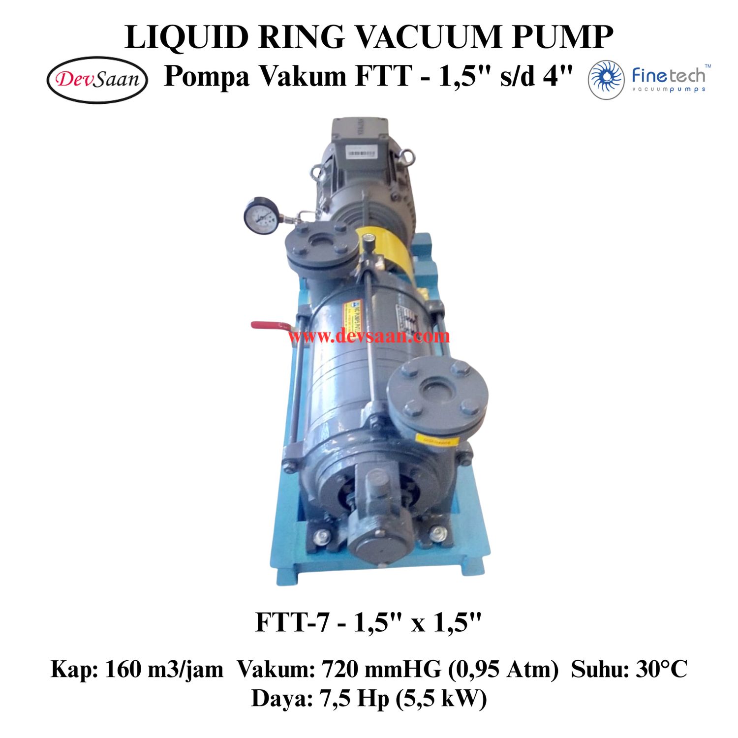 Pompa Vakum FTT-7 Two Stage Liquid Ring Vacuum Pump Komplit Set