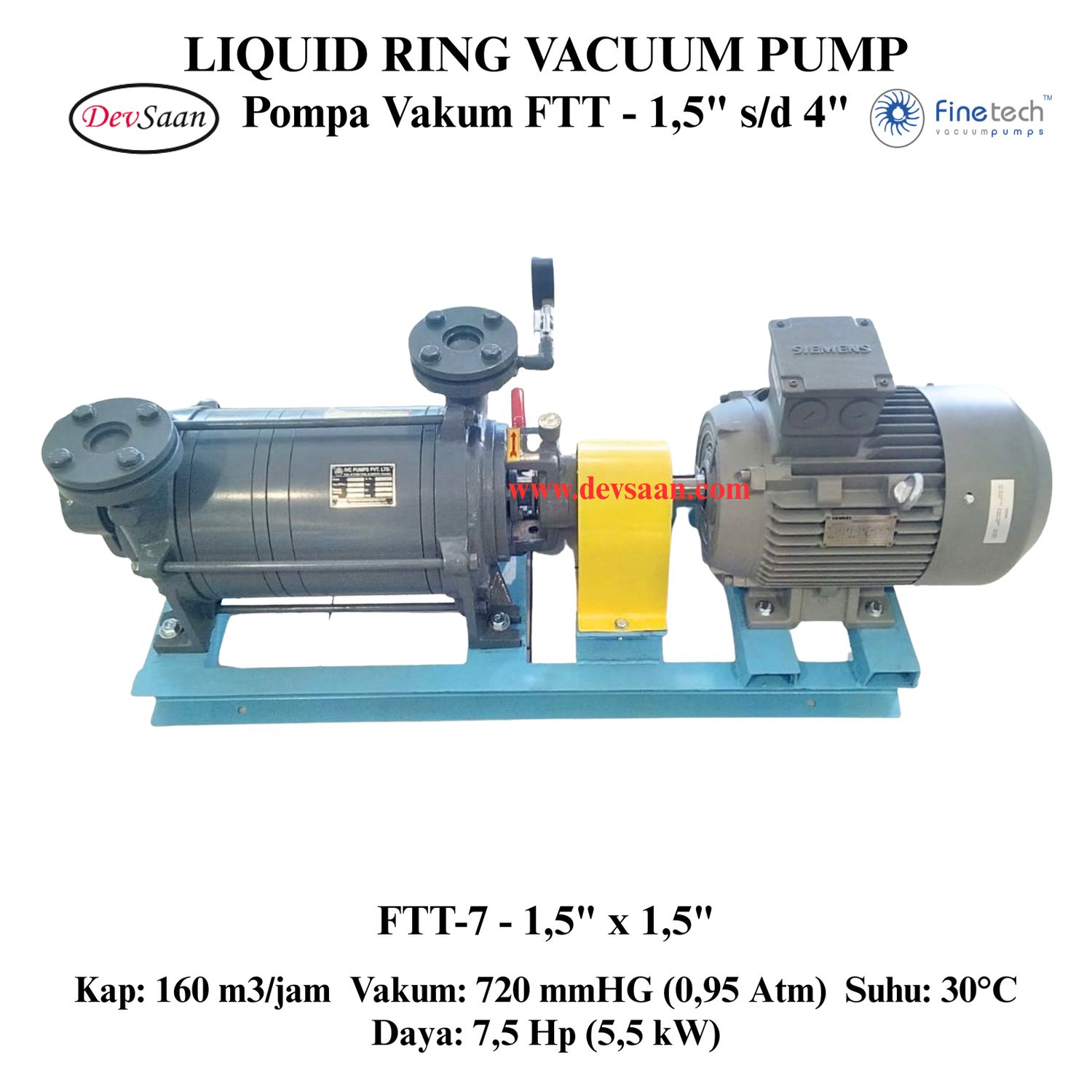 Pompa Vakum FTT-7 Two Stage Liquid Ring Vacuum Pump Komplit Set