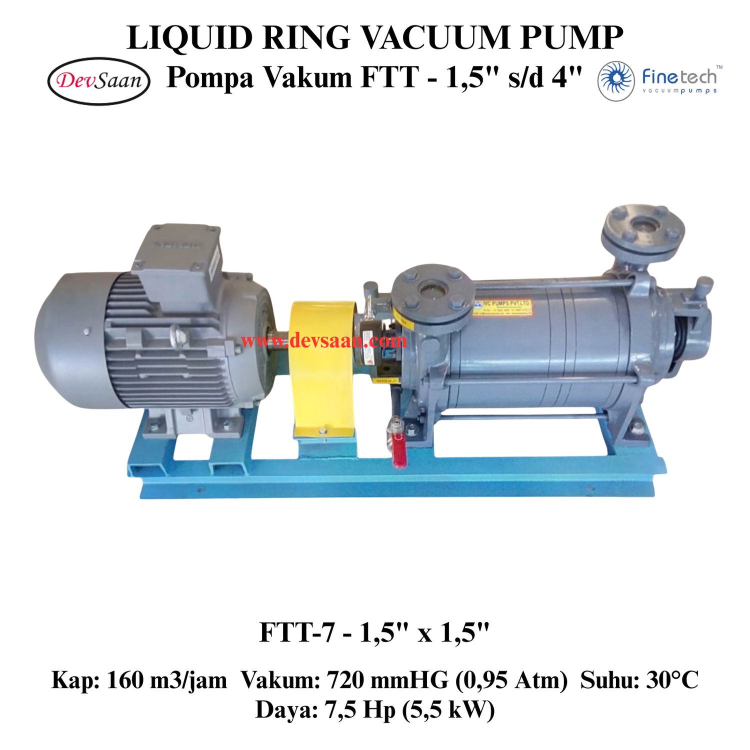 Pompa Vakum FTT-7 Two Stage Liquid Ring Vacuum Pump Komplit Set