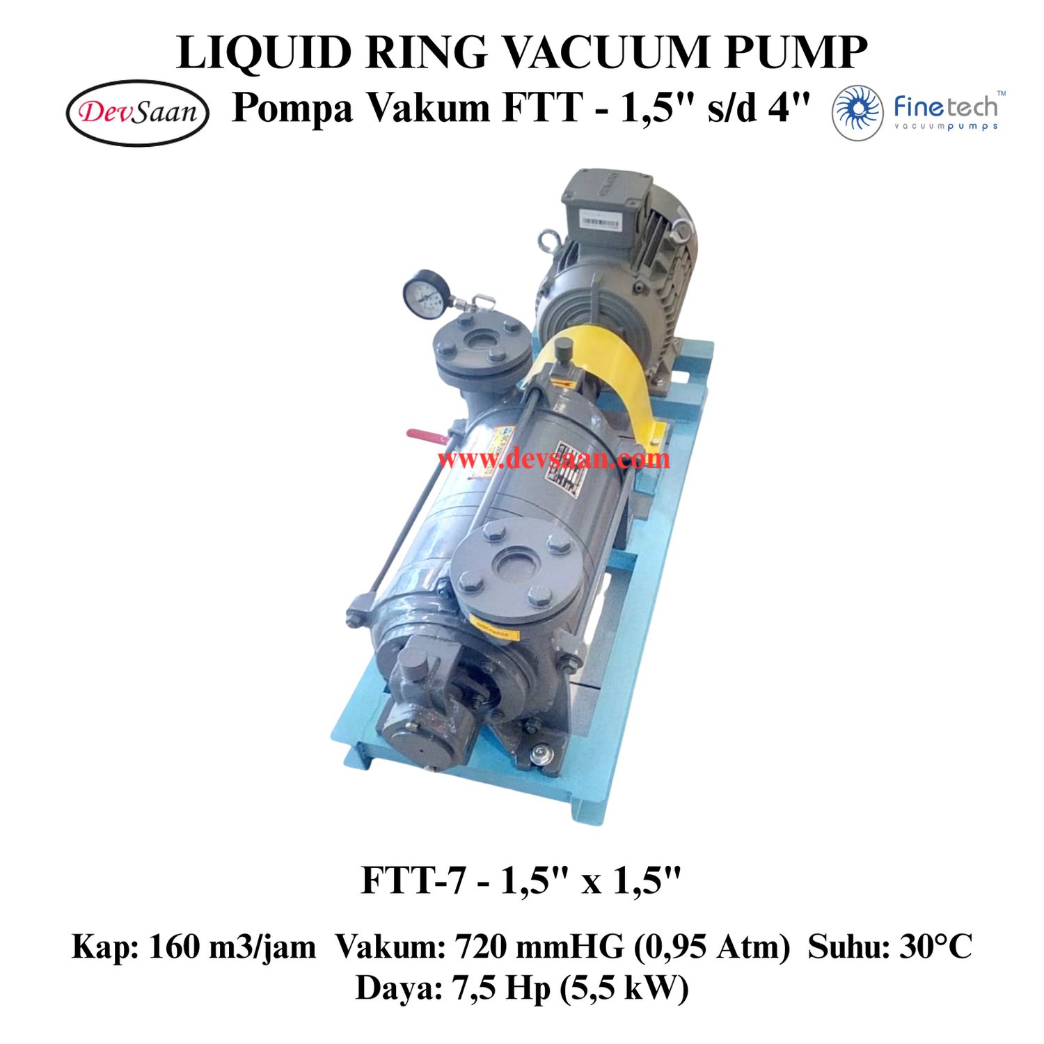 Pompa Vakum FTT-7 Two Stage Liquid Ring Vacuum Pump Komplit Set