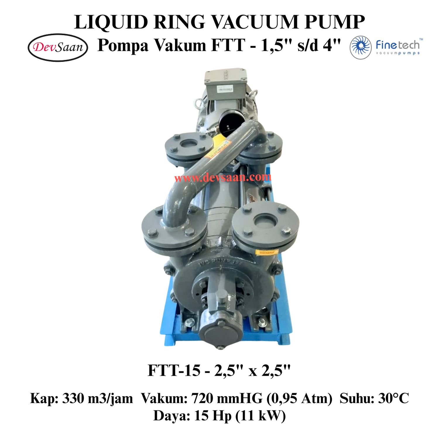 Pompa Vakum FTT-15 Two Stage Liquid Ring Vacuum Pump Komplit Set