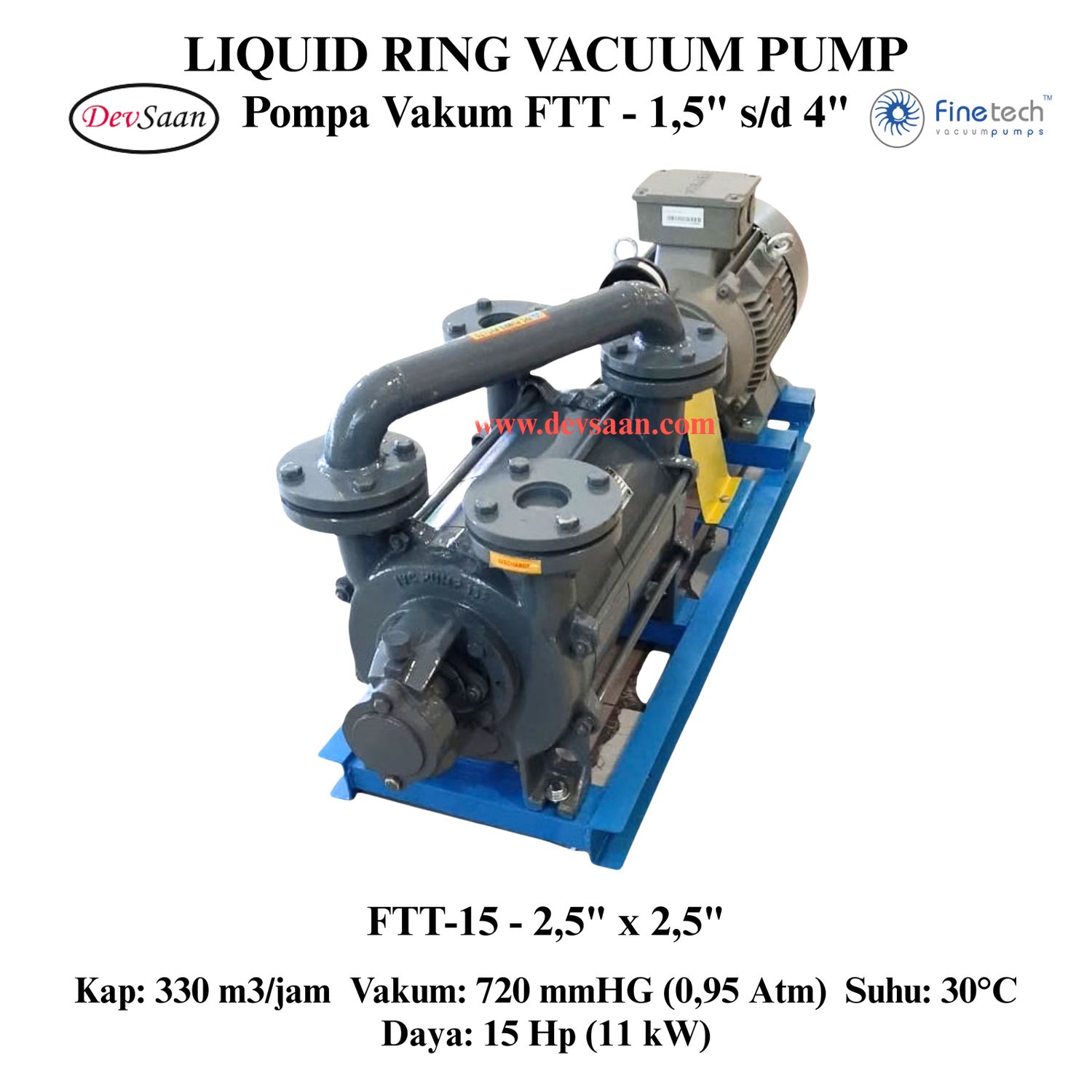Pompa Vakum FTT-15 Two Stage Liquid Ring Vacuum Pump Komplit Set